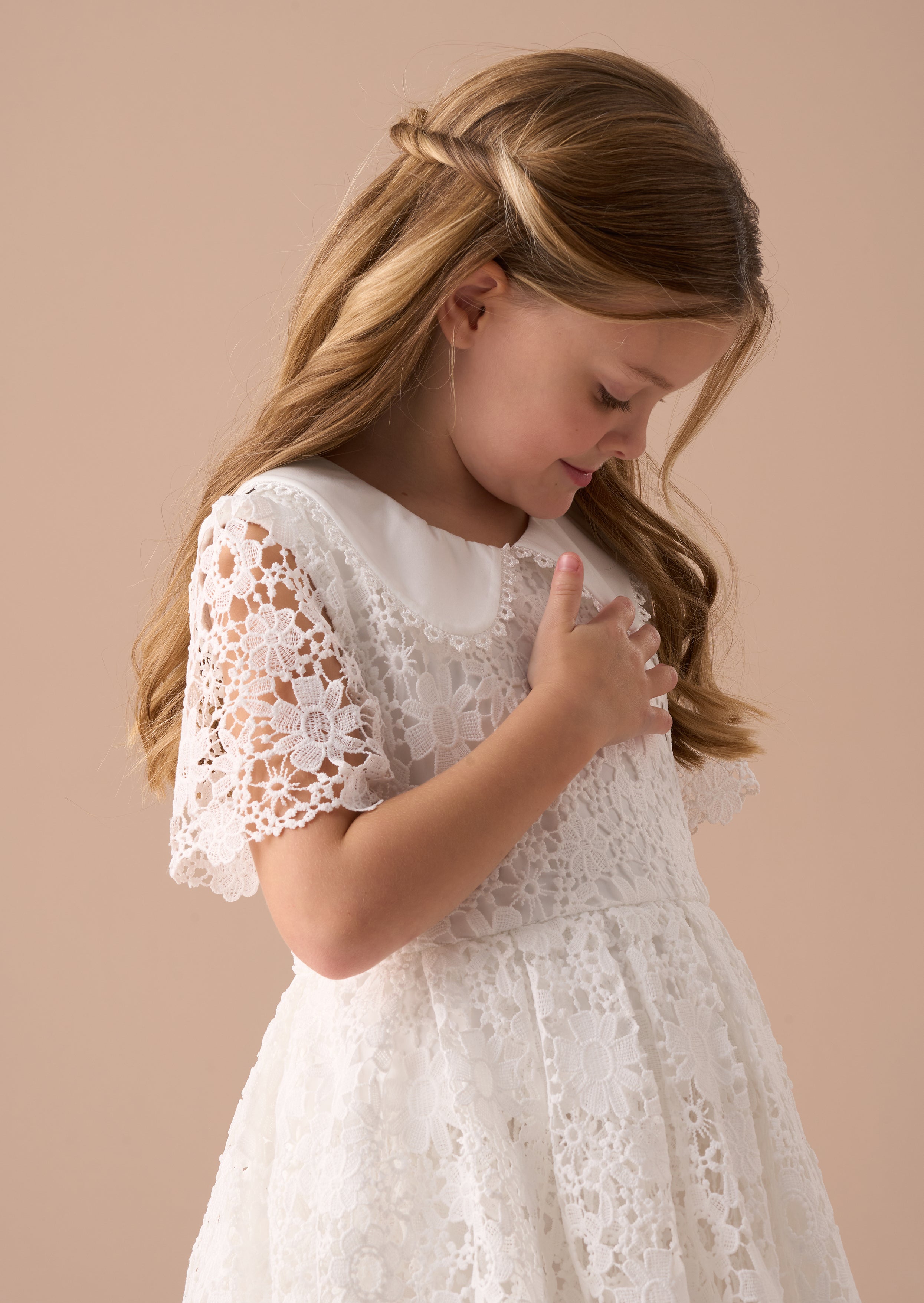 Mavea White Collared Lace Dress