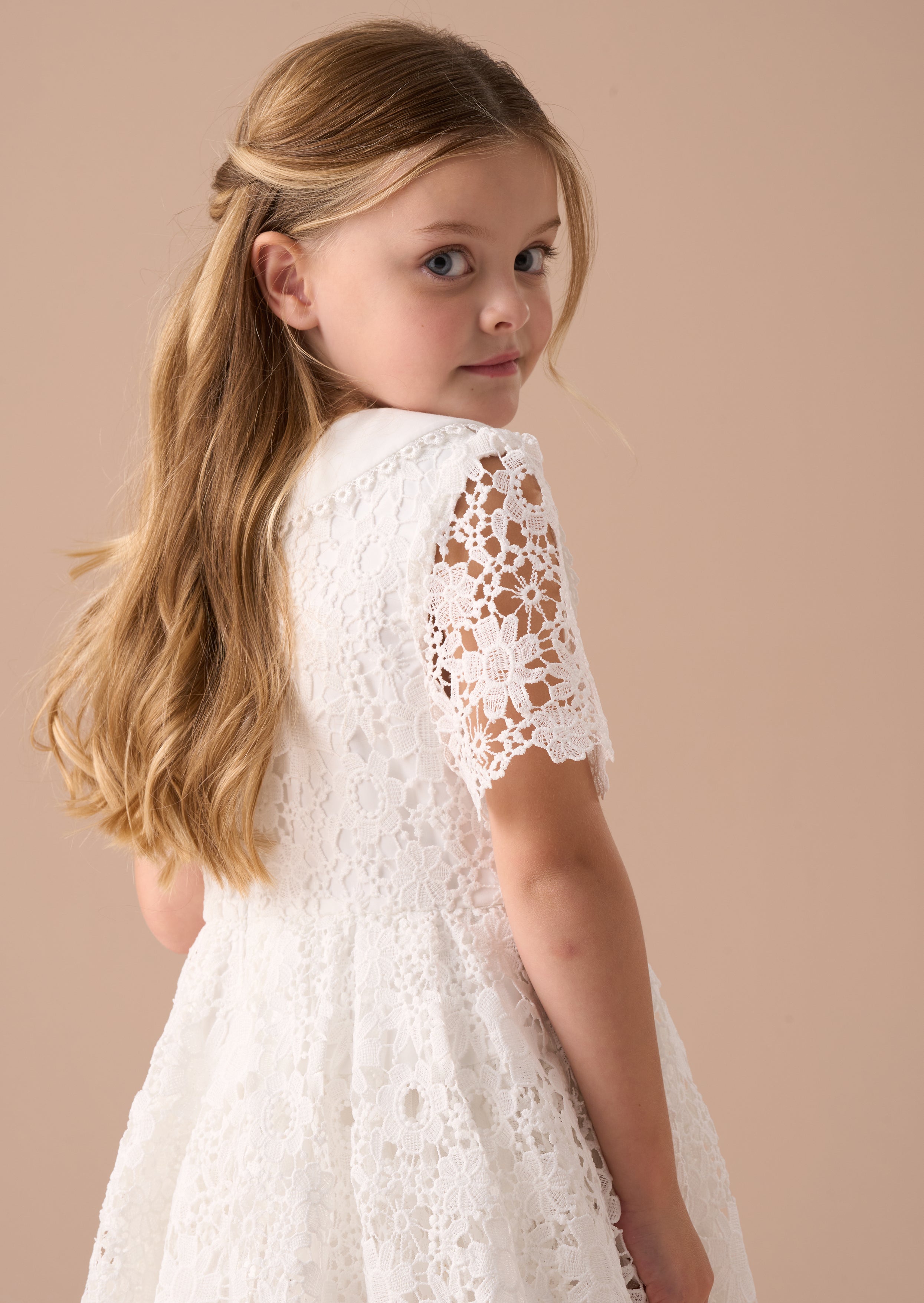 Mavea White Collared Lace Dress