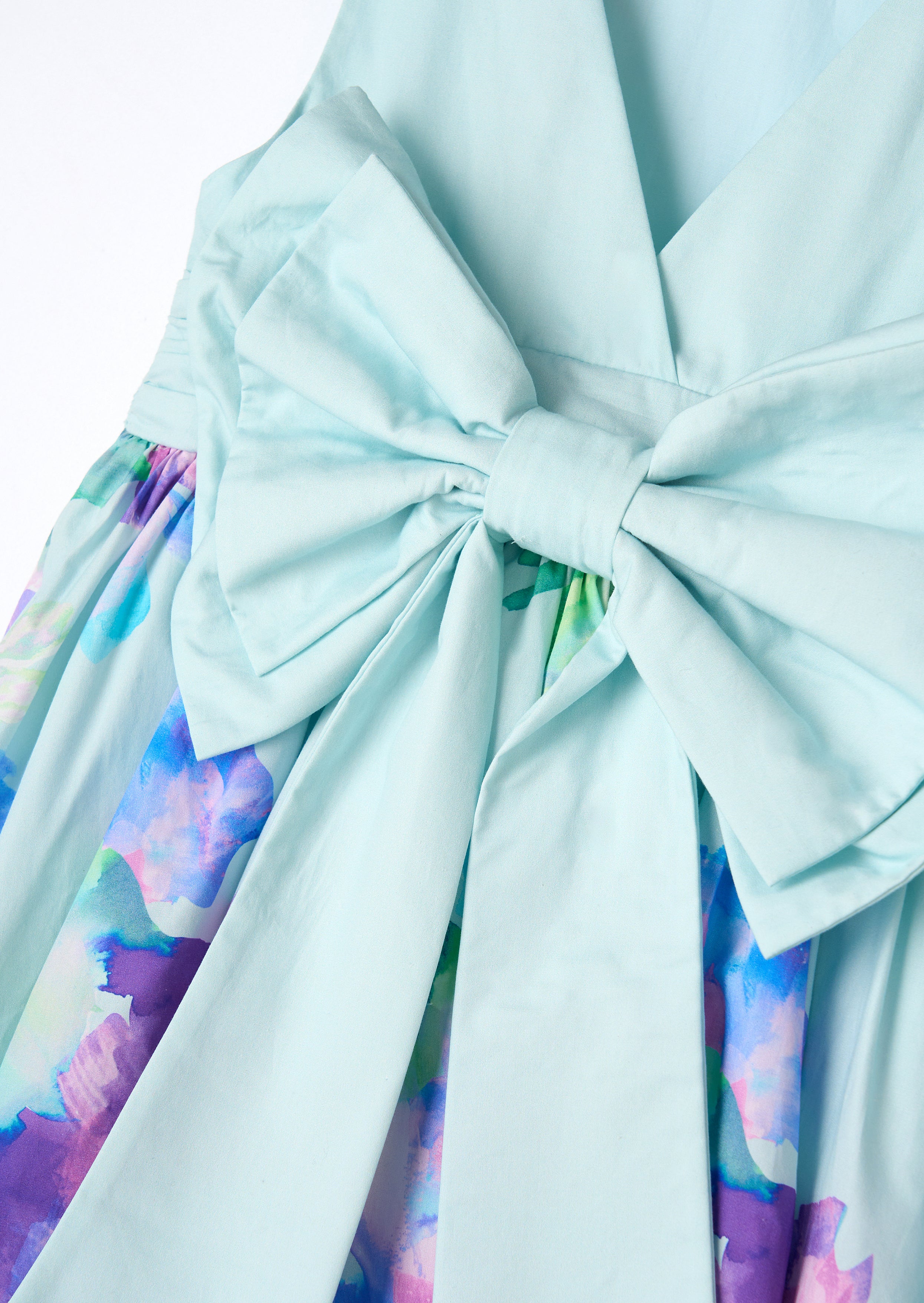 Elisa Mint Print Border Bow Back Dress