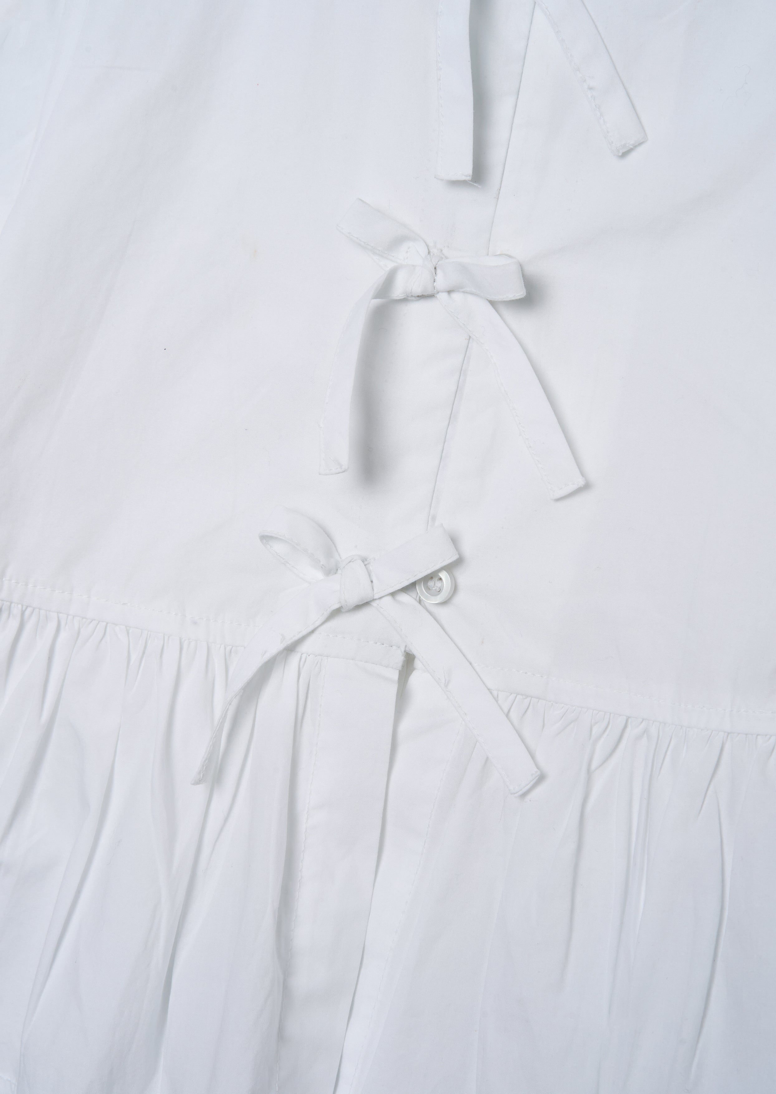 Ria White Poplin Tie Shirt