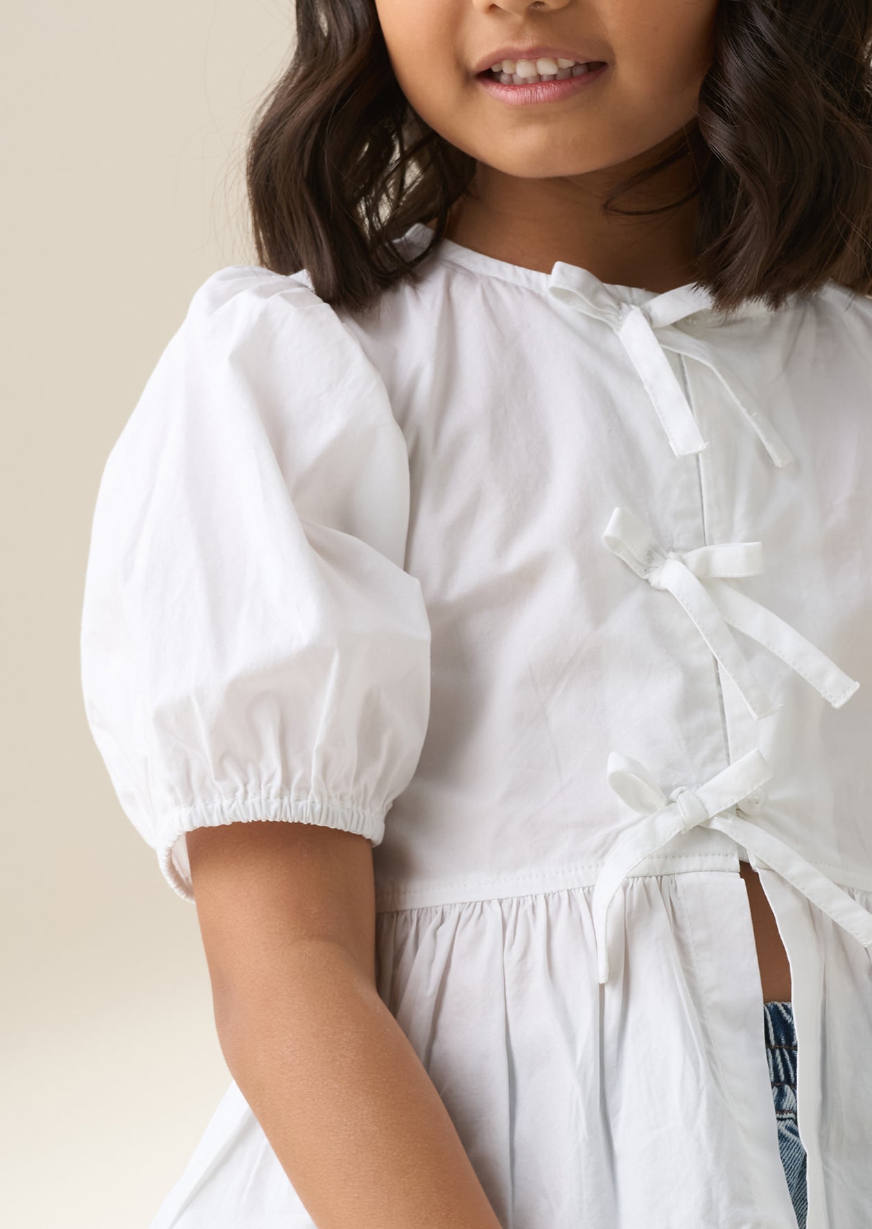 Ria White Poplin Tie Shirt