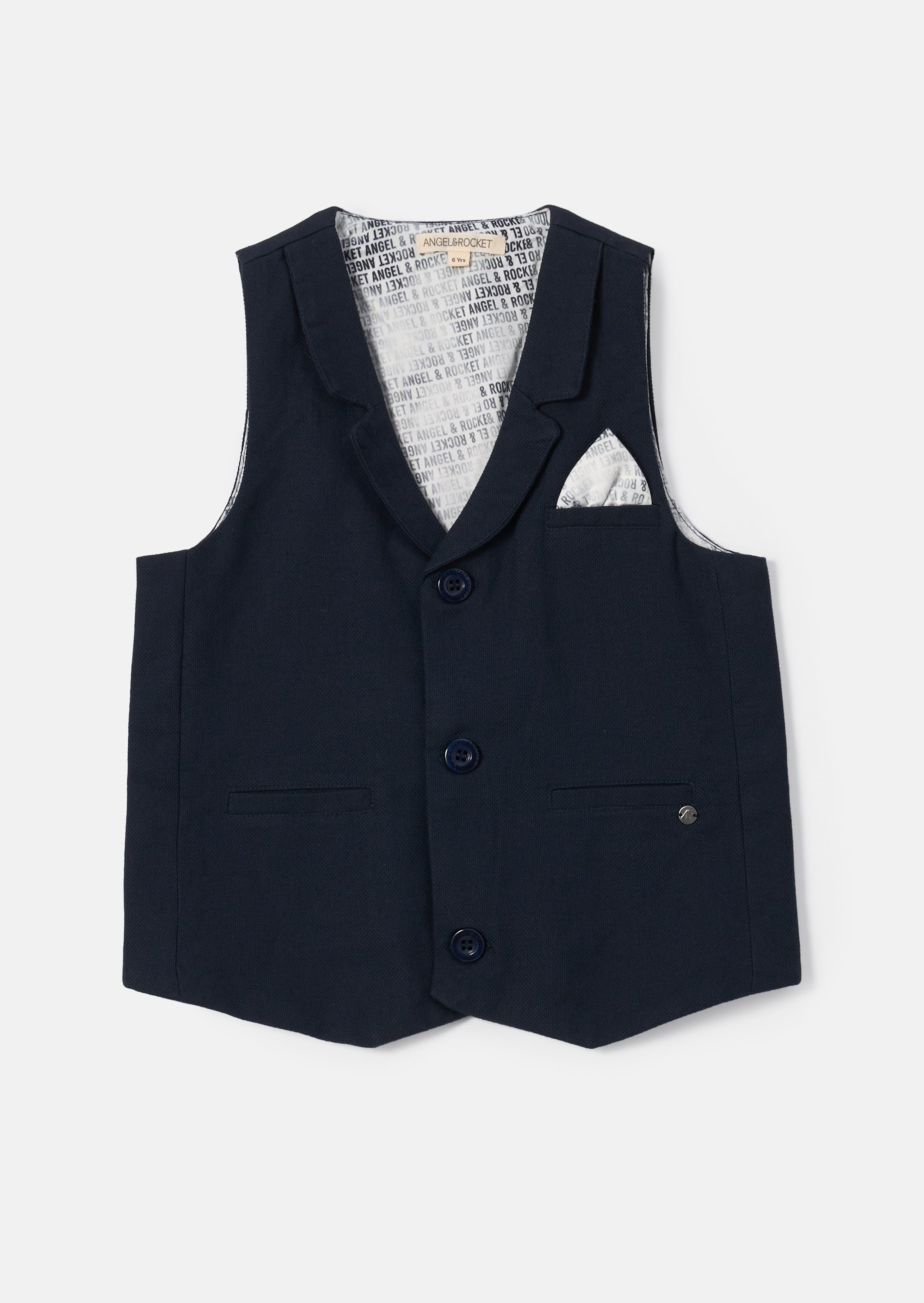 Bernard Navy Textured Waistcoat