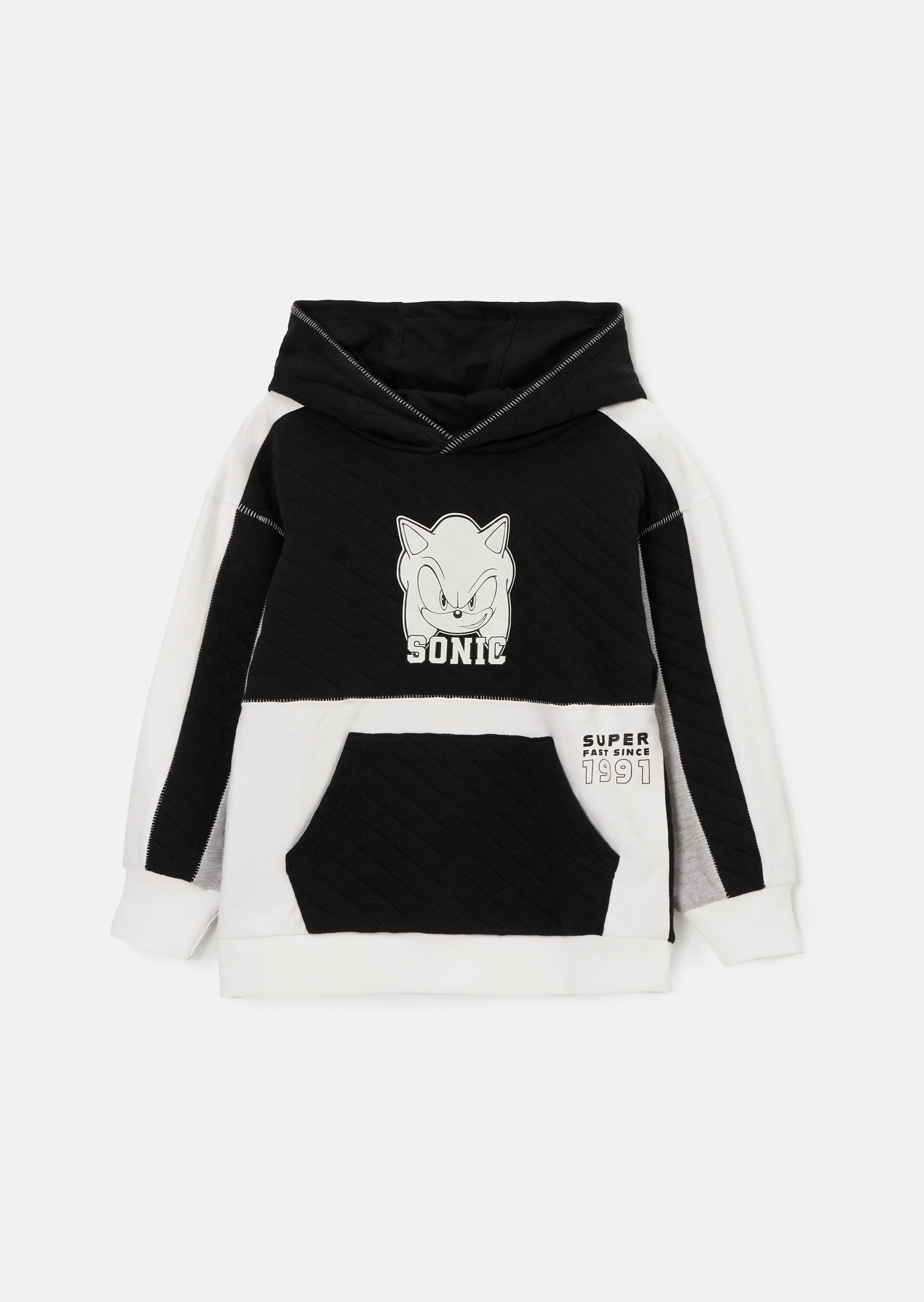 Sonic Black Mix Textured Block Hoodie