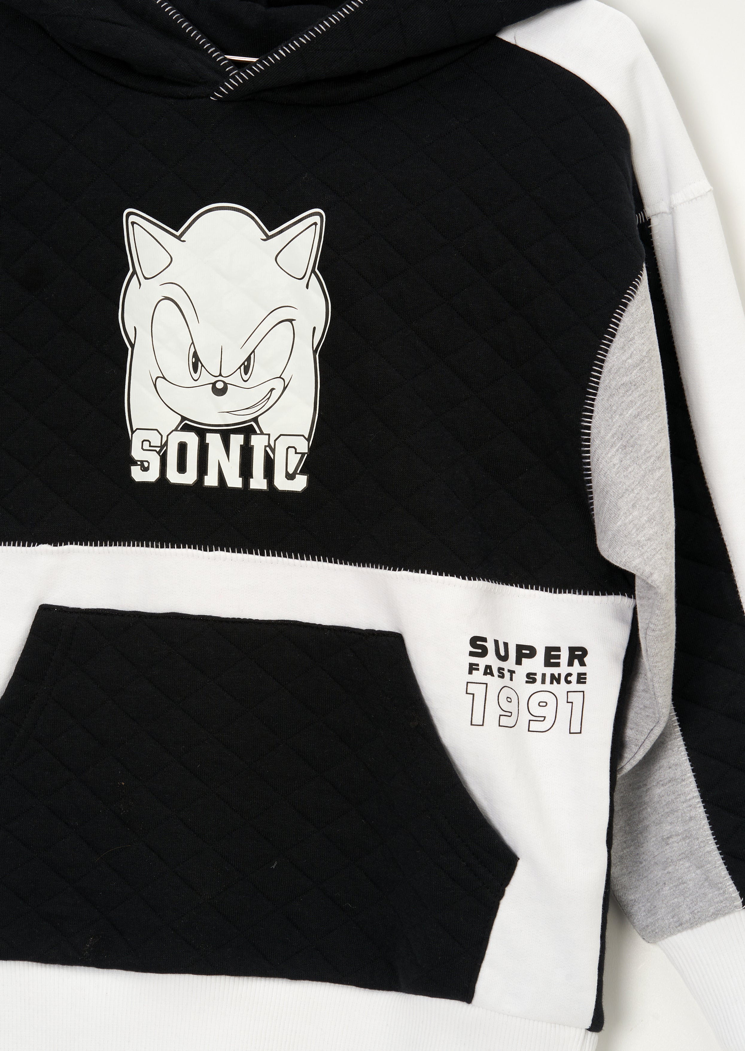 Sonic Black Mix Textured Block Hoodie