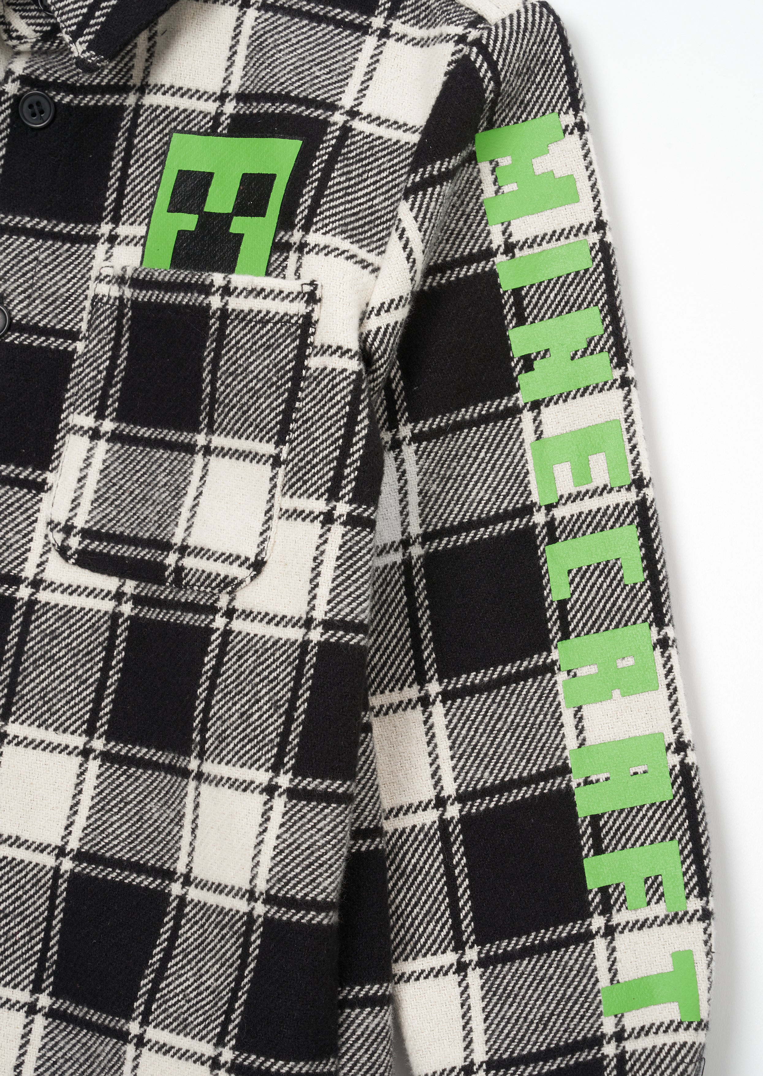 Minecraft Black Brushed Check Shirt