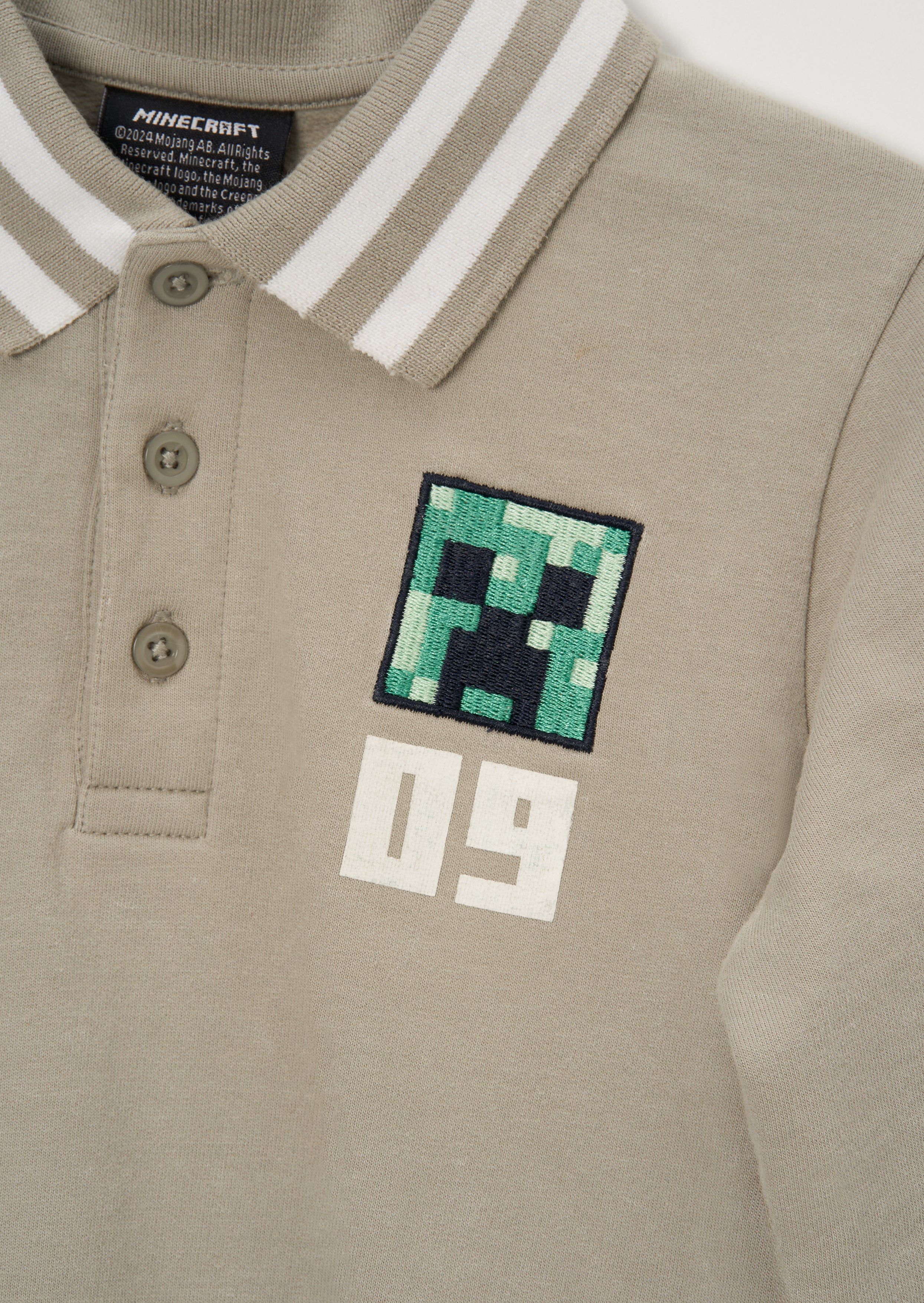 Minecraft Grey Washed Rugby Polo