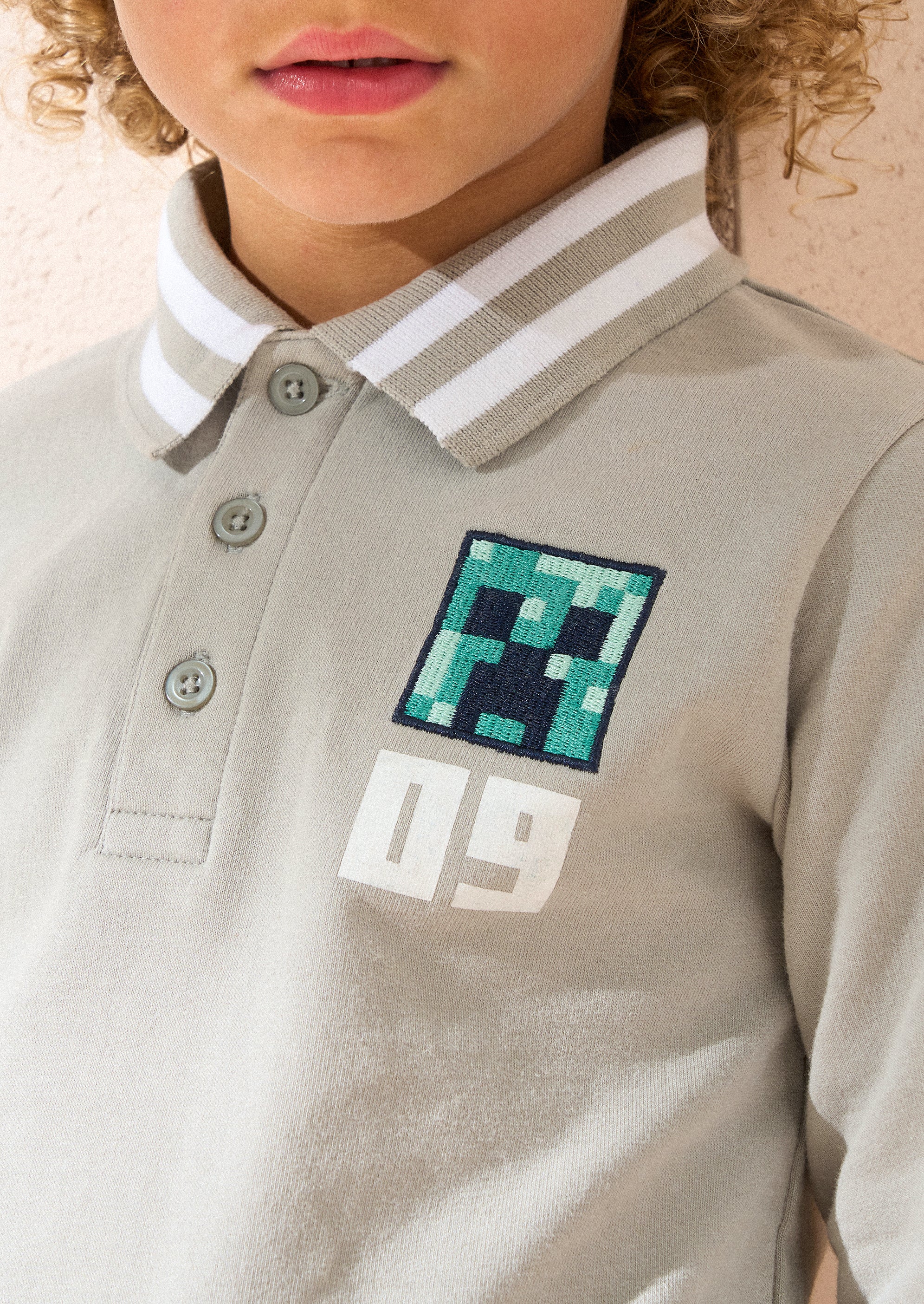 Minecraft Grey Washed Rugby Polo