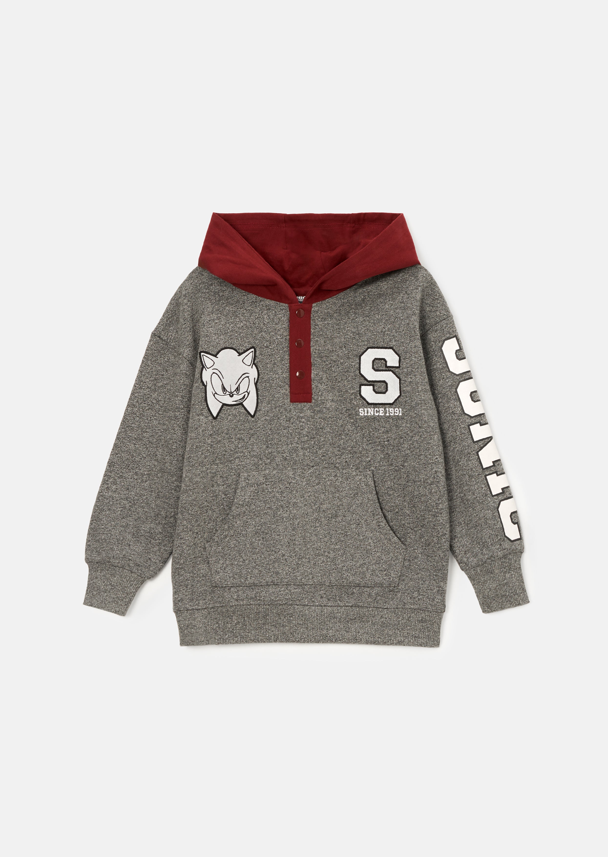 Sonic Grey Textured Mix Fabric Hoodie