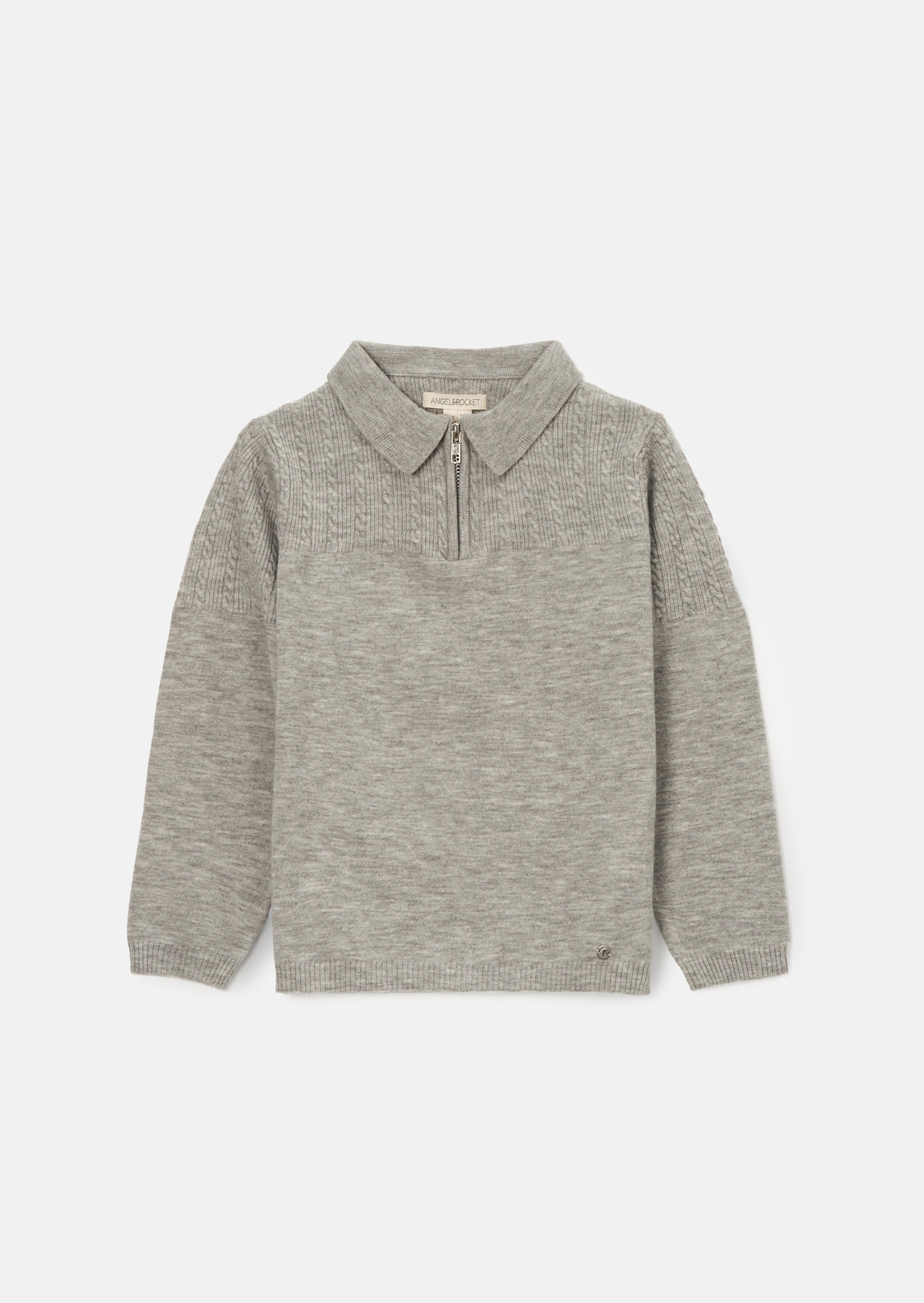 Caleb Grey Knitted Zip Polo