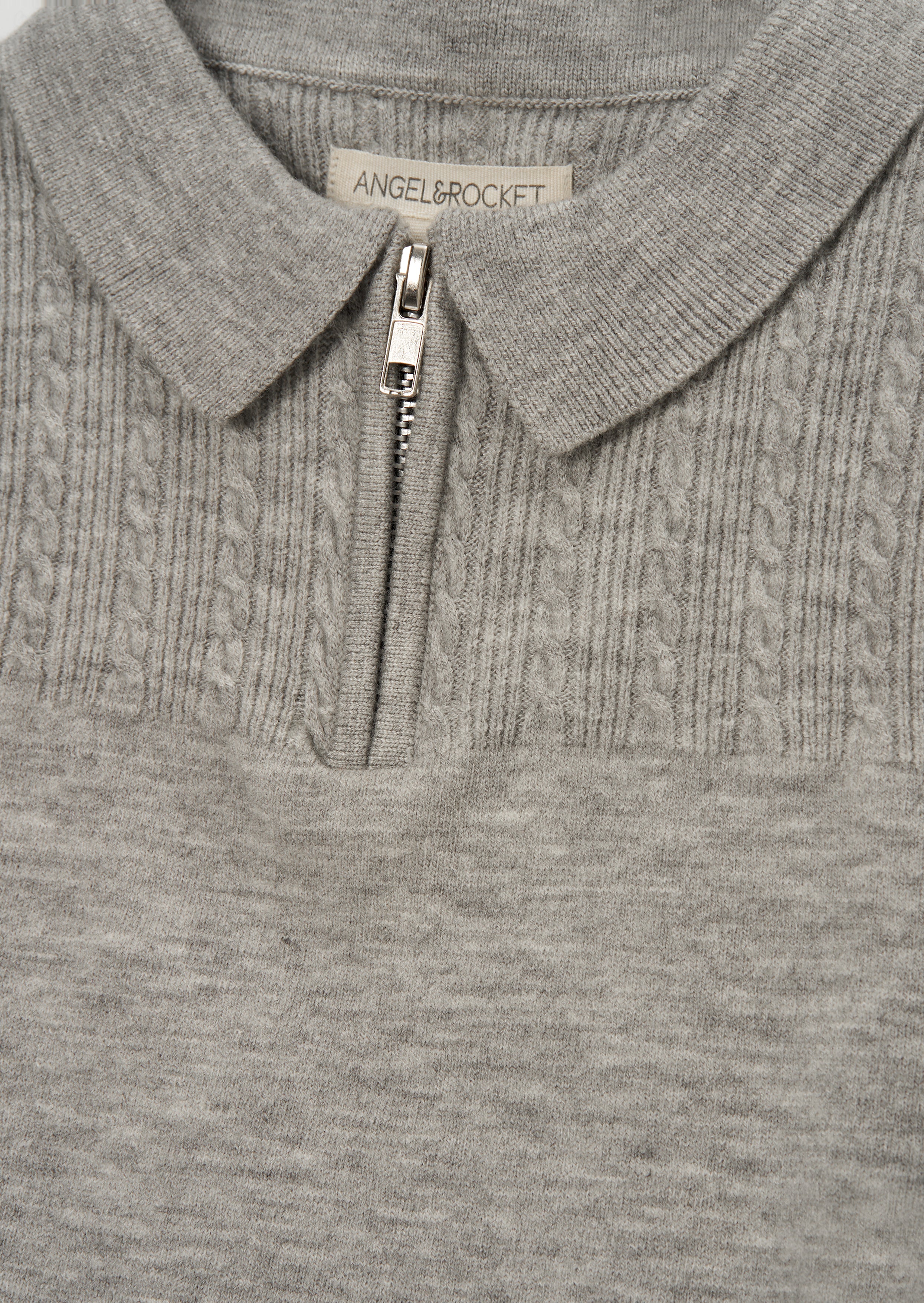 Caleb Grey Knitted Zip Polo