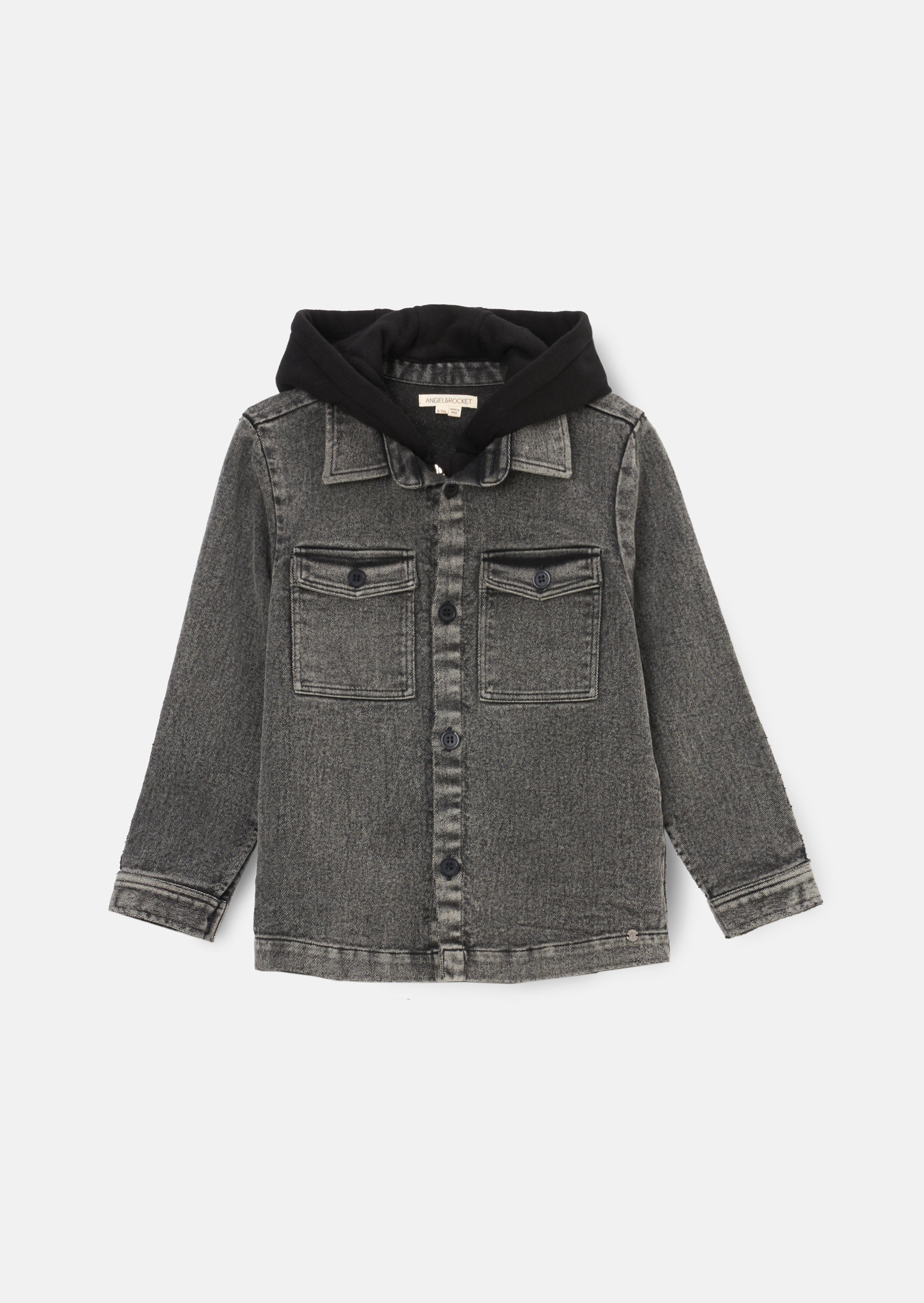 Harrison Grey Washed Denim Jacket With Hood