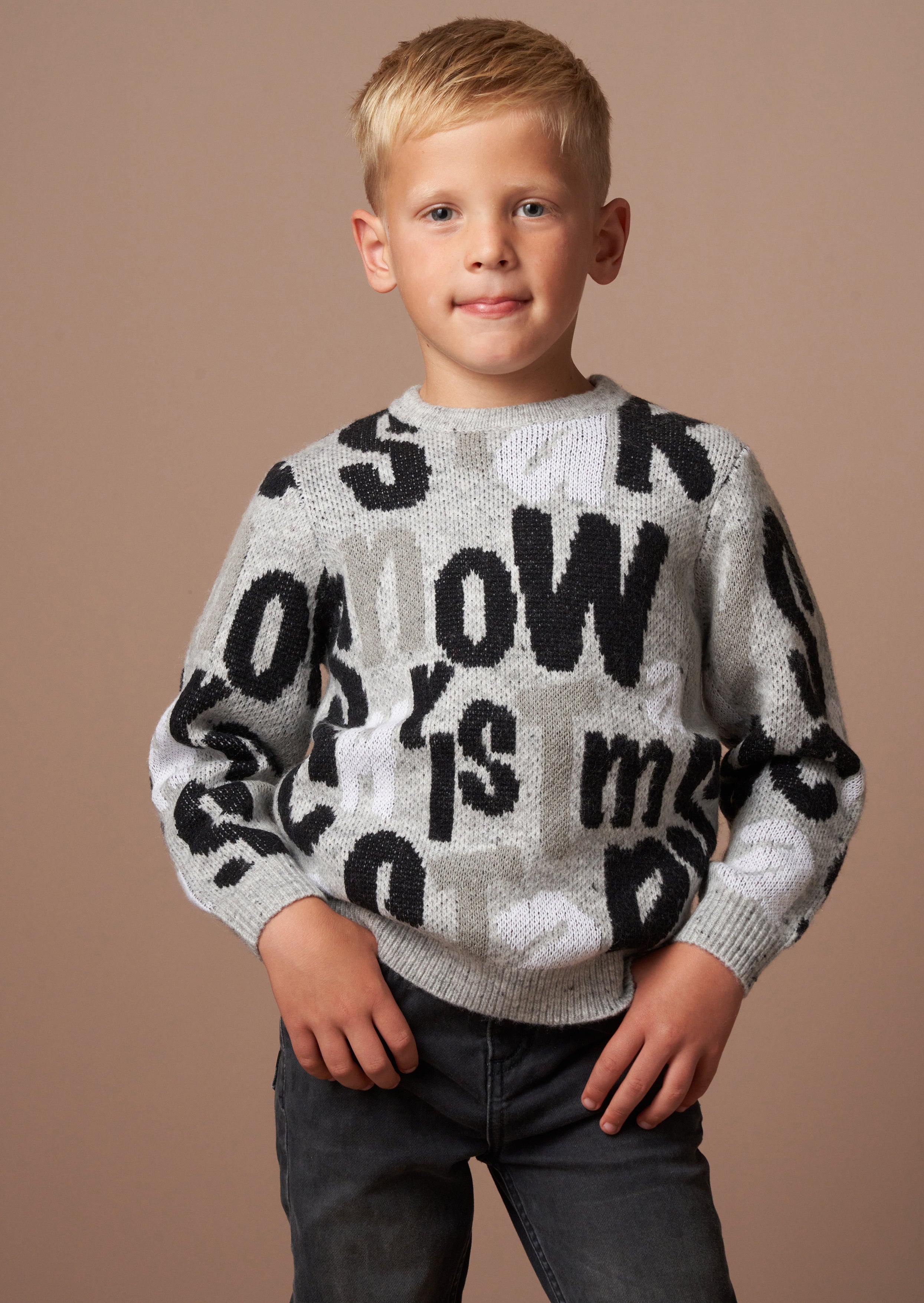 Bowen Grey Christmas Slogan Knit