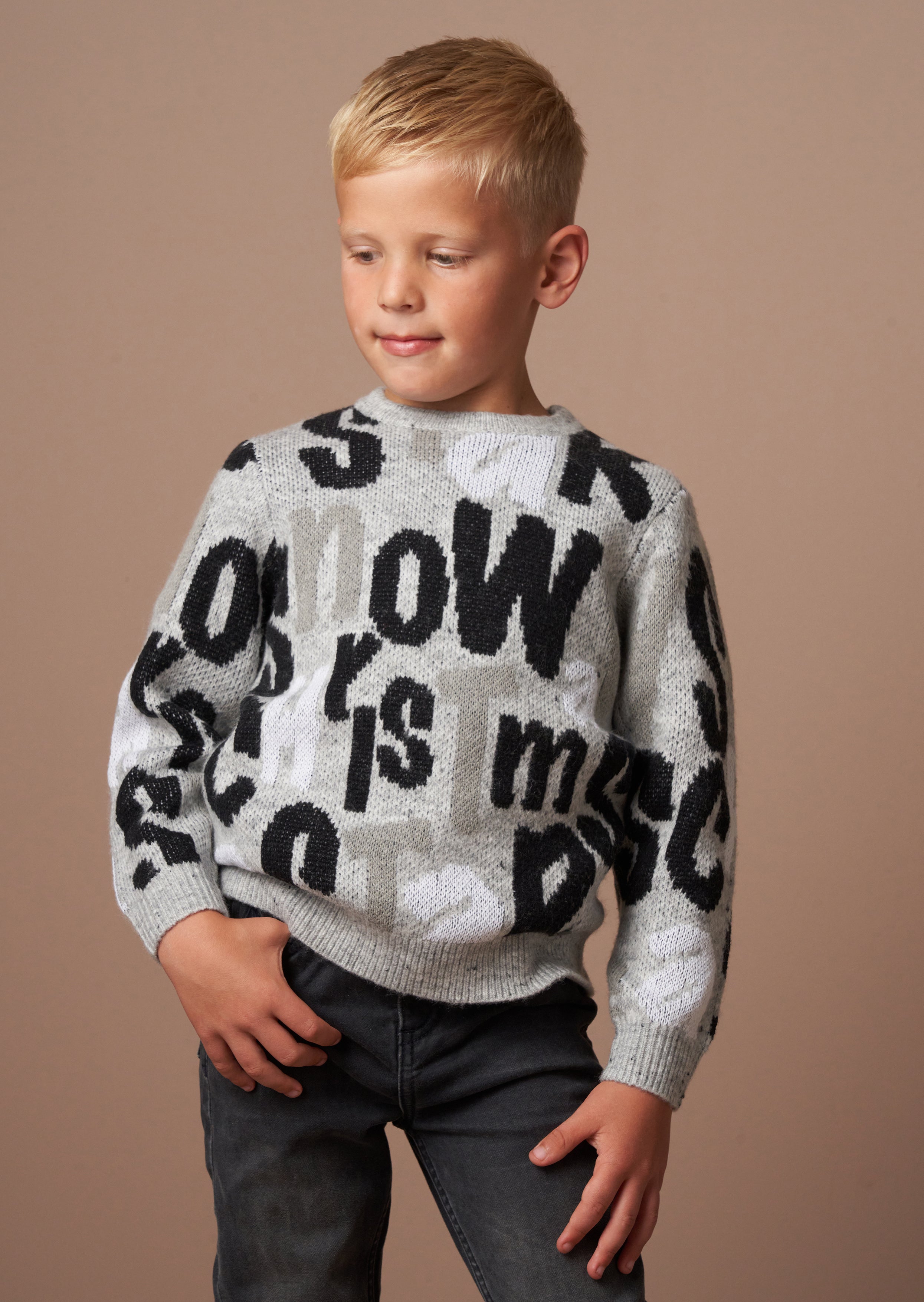 Bowen Grey Christmas Slogan Knit