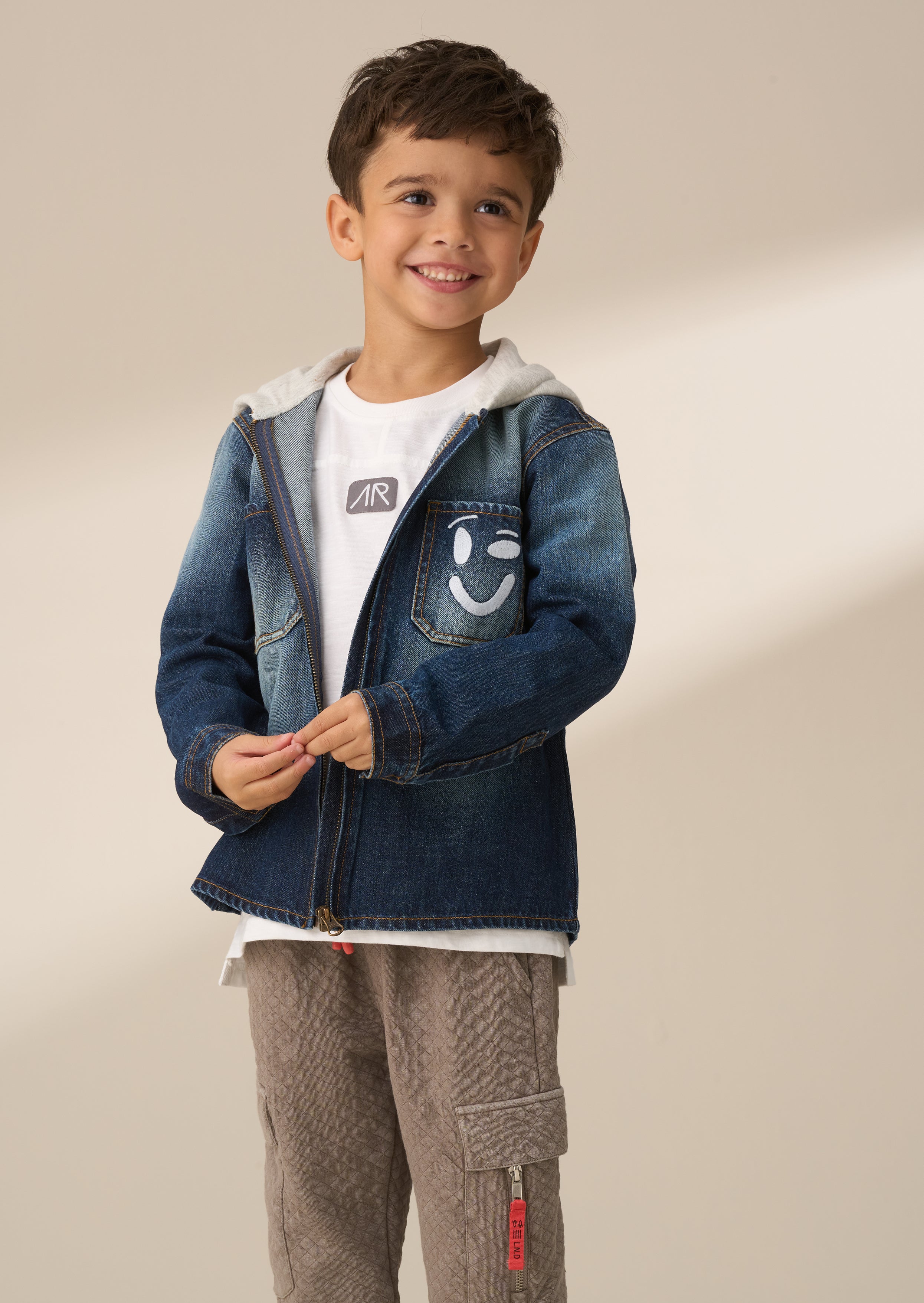 Smile Denim Overshirt With Hood