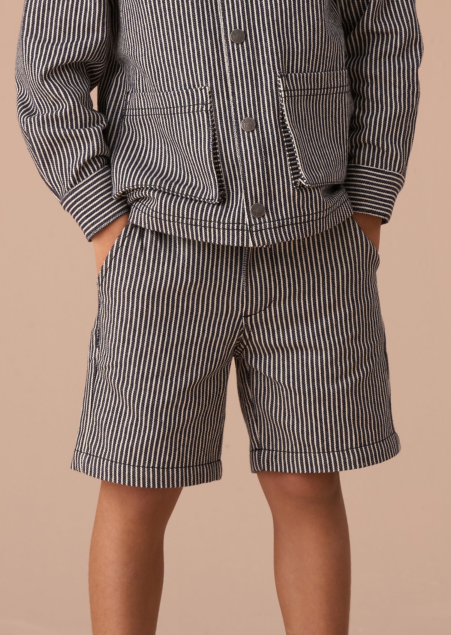 Marcus Navy Stripe Casual Short