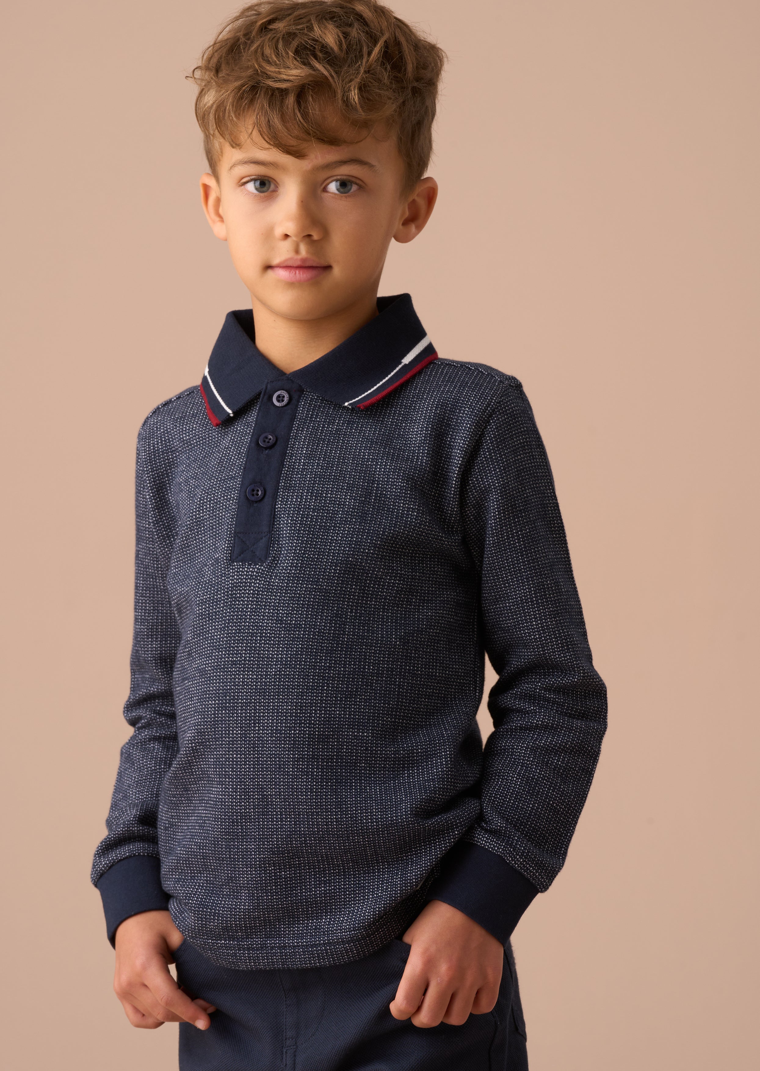 Burty Blue Textured Smart Knitted Polo