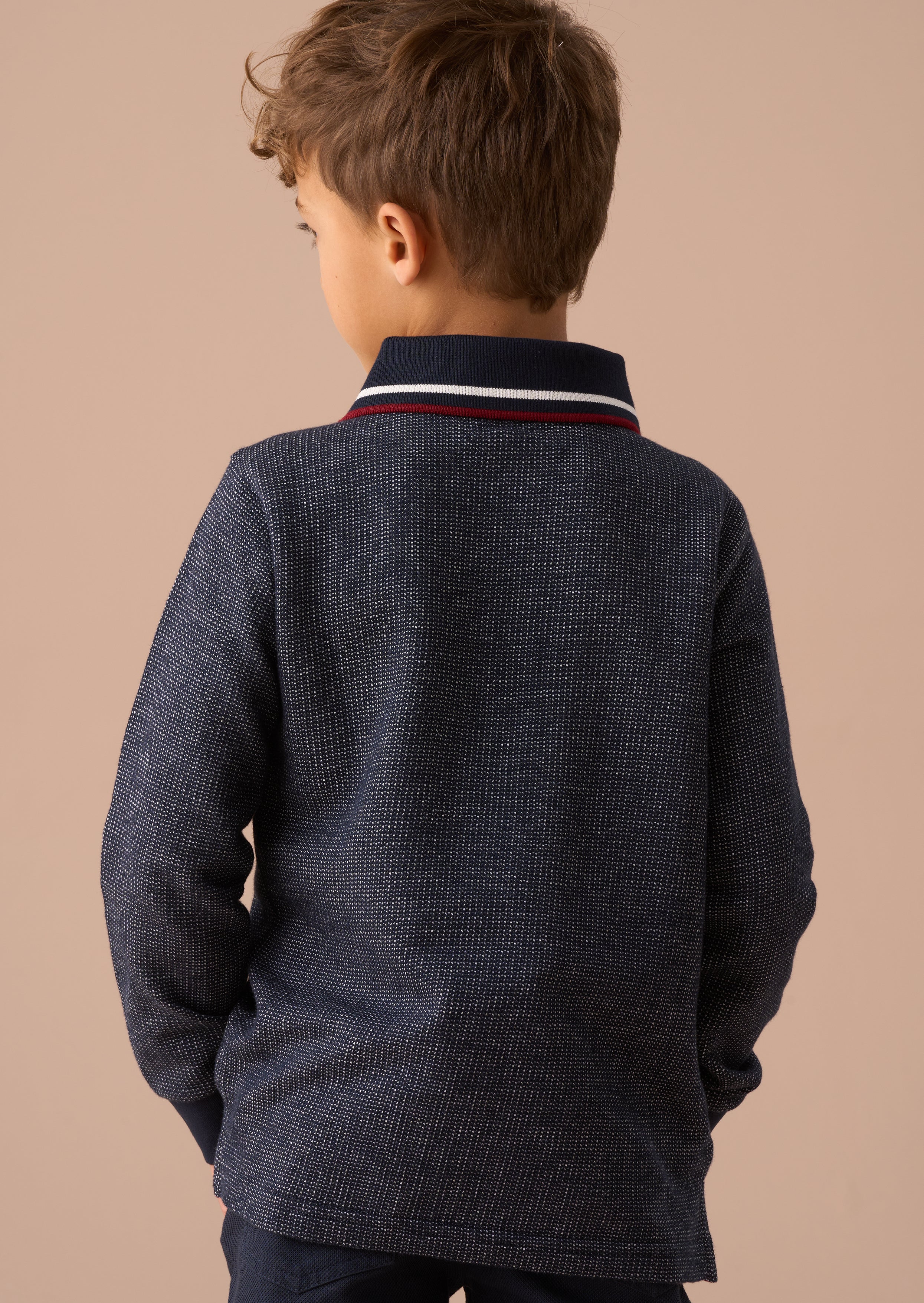 Burty Blue Textured Smart Knitted Polo