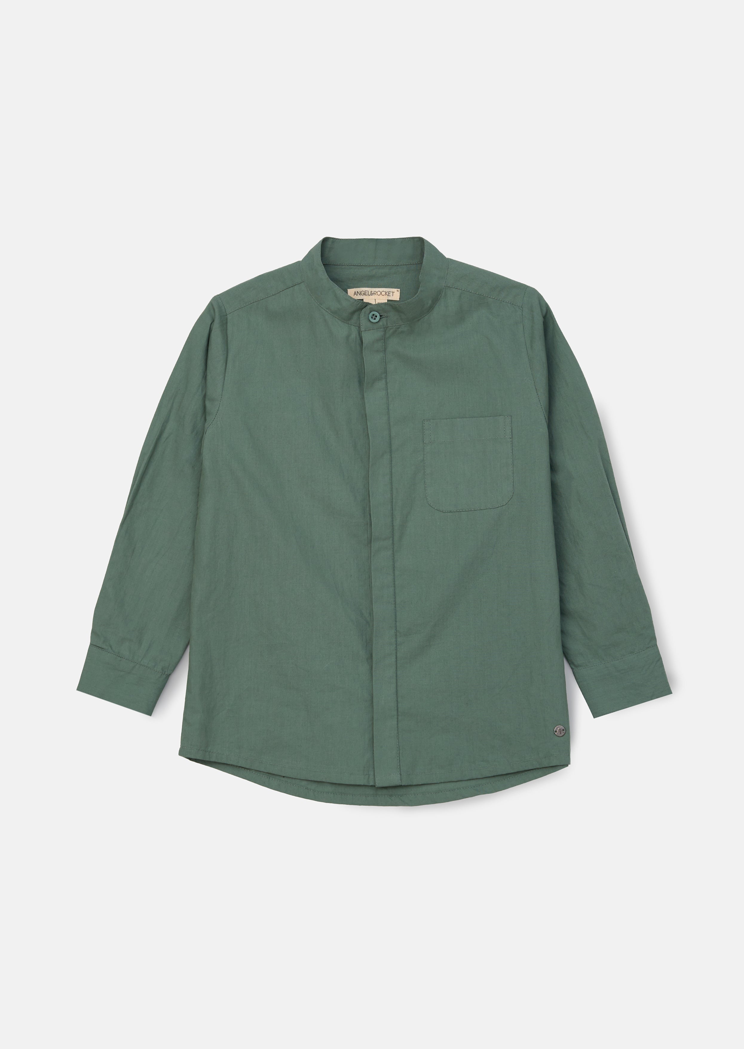 Omar Green Mandrin Collar Smart Shirt