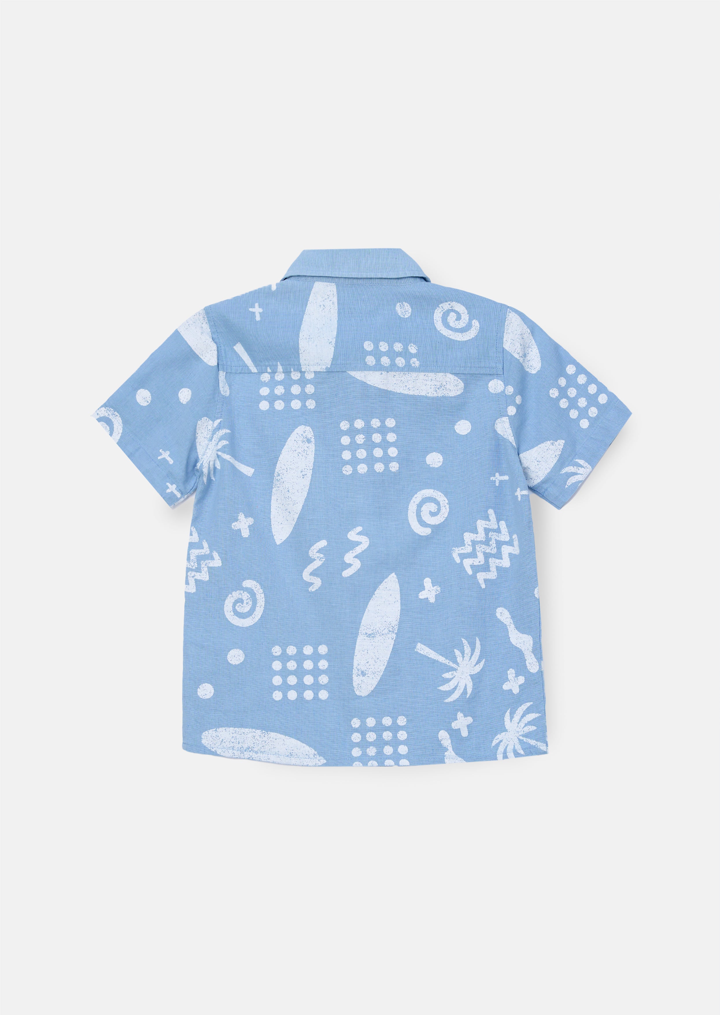 Connor Blue Distresed Printed Holiday Shirt