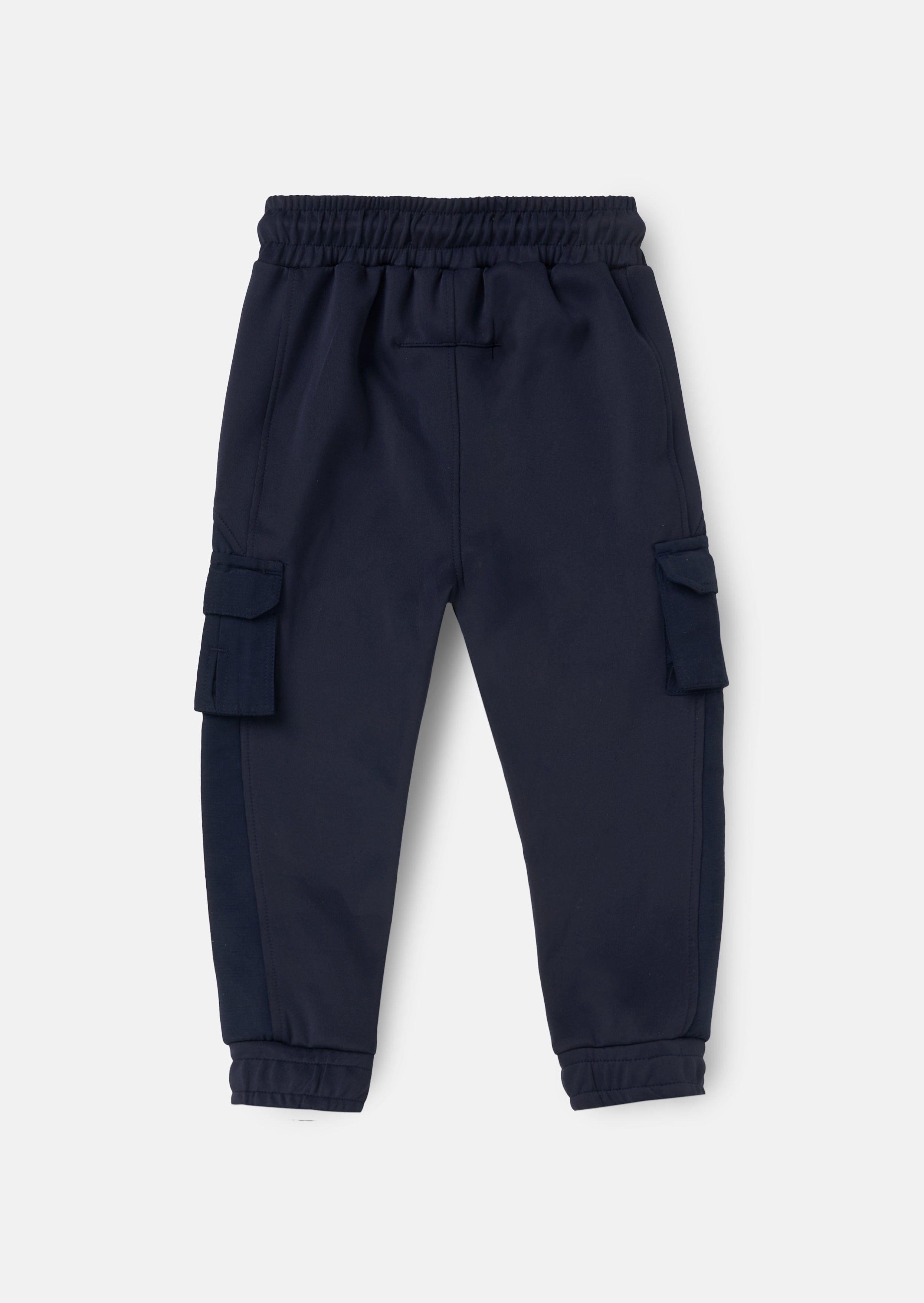 Frank Navy Panelled Mix Fabric Joggers