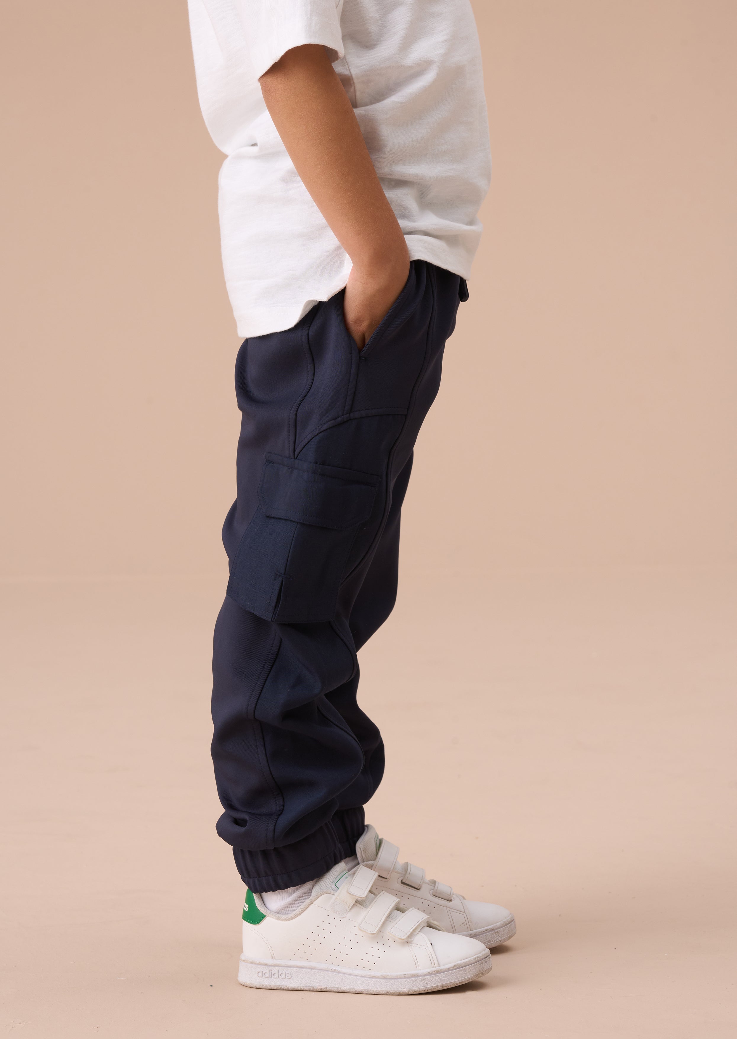 Frank Navy Panelled Mix Fabric Joggers