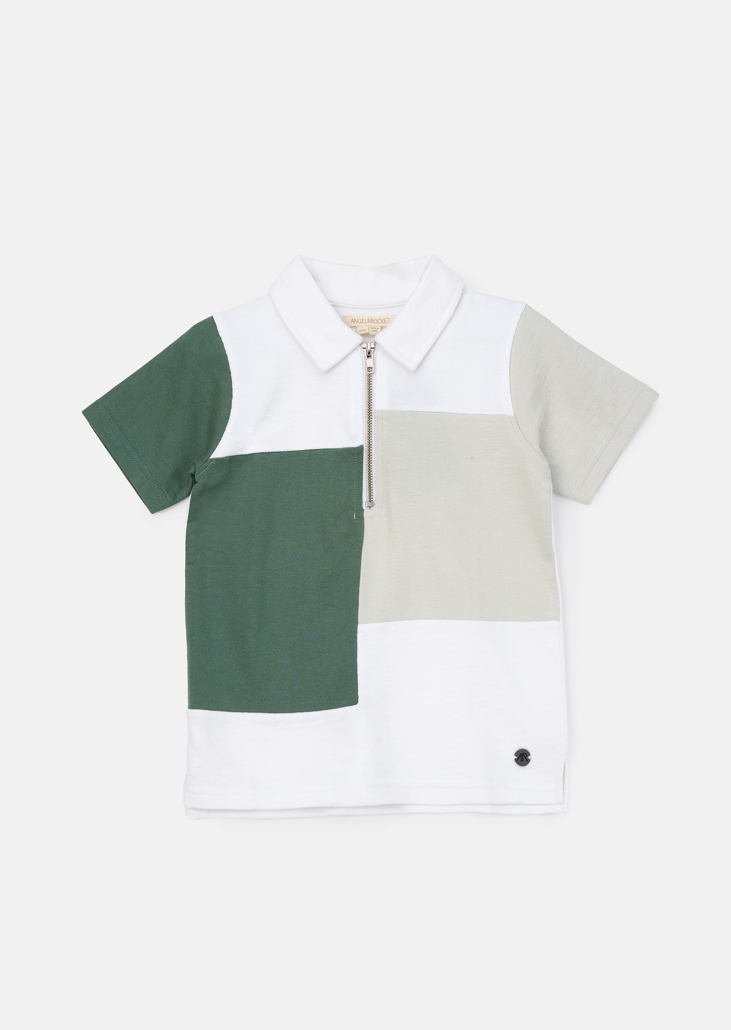 Kane White Textured Colour Block Polo