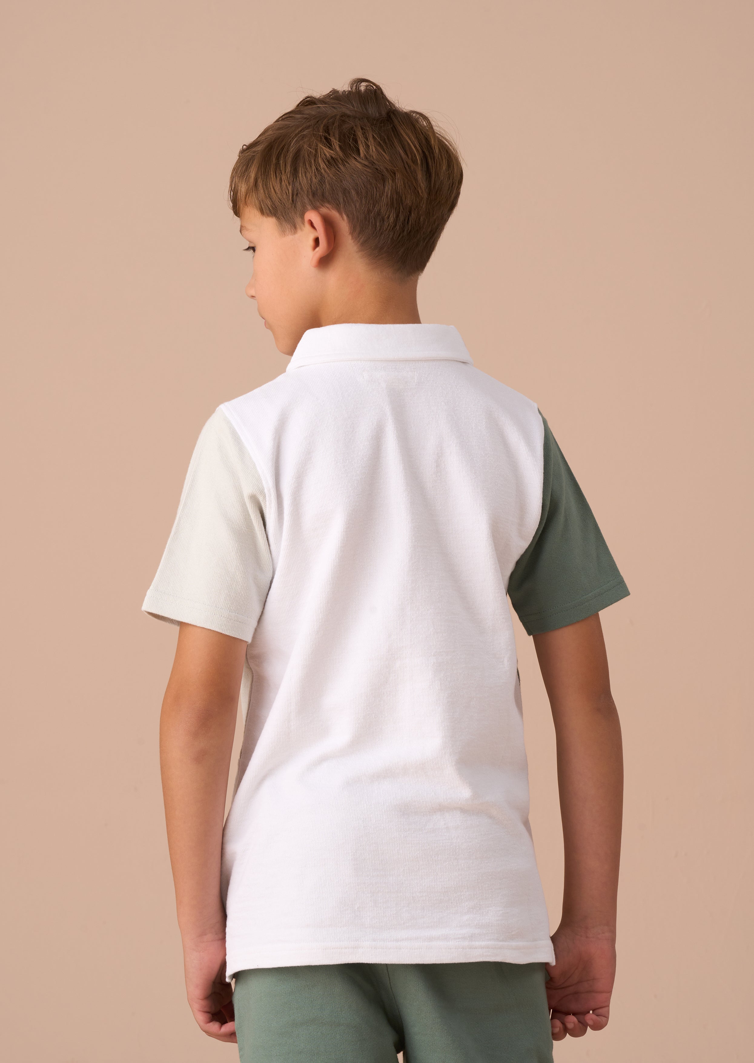 Kane White Textured Colour Block Polo