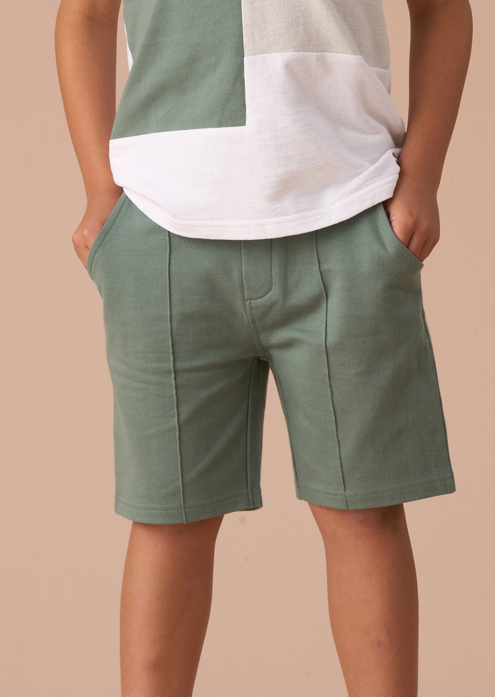 Kane Green Textured Smart Shorts