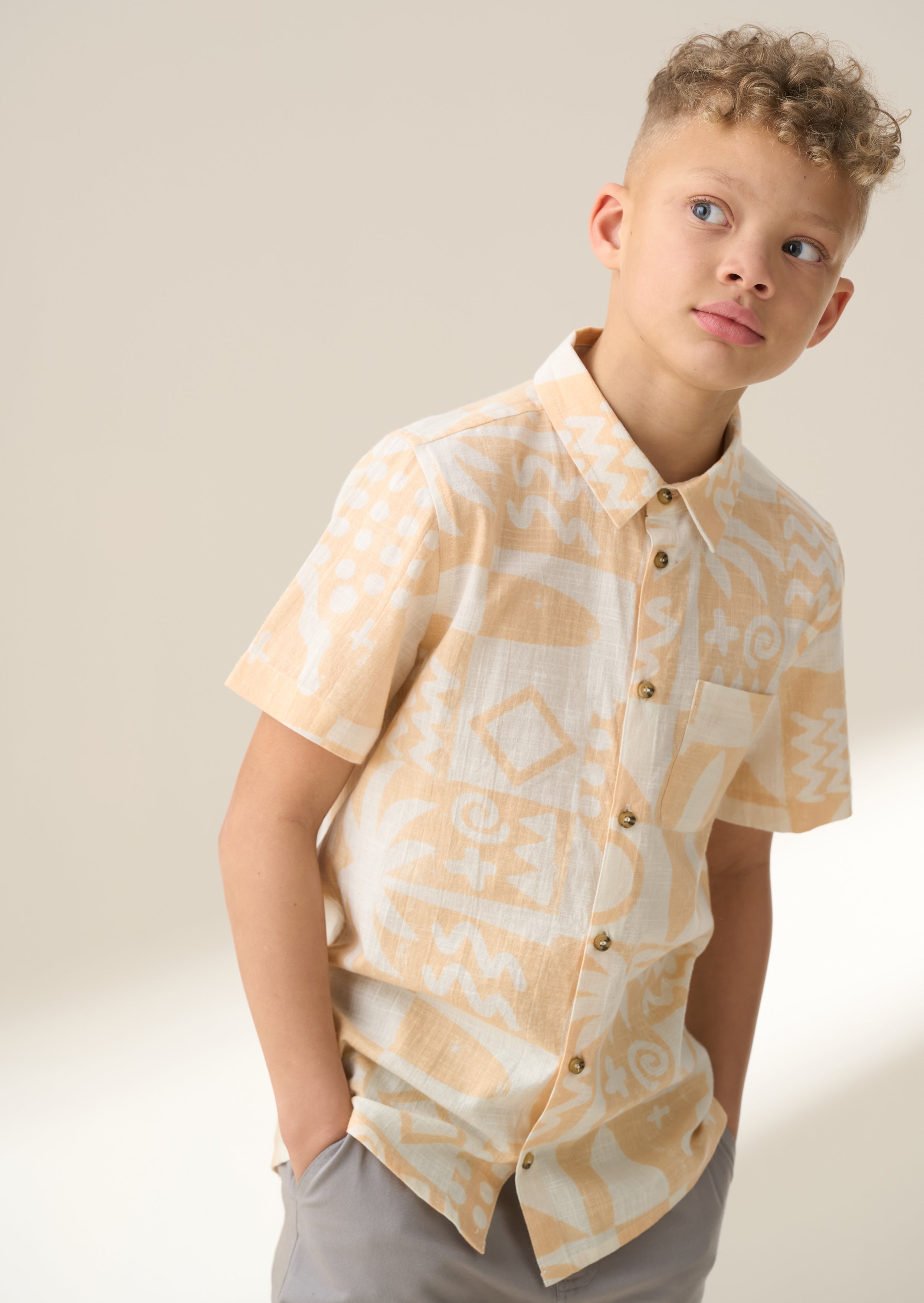 Bau Orange Printed Holiday Shirt