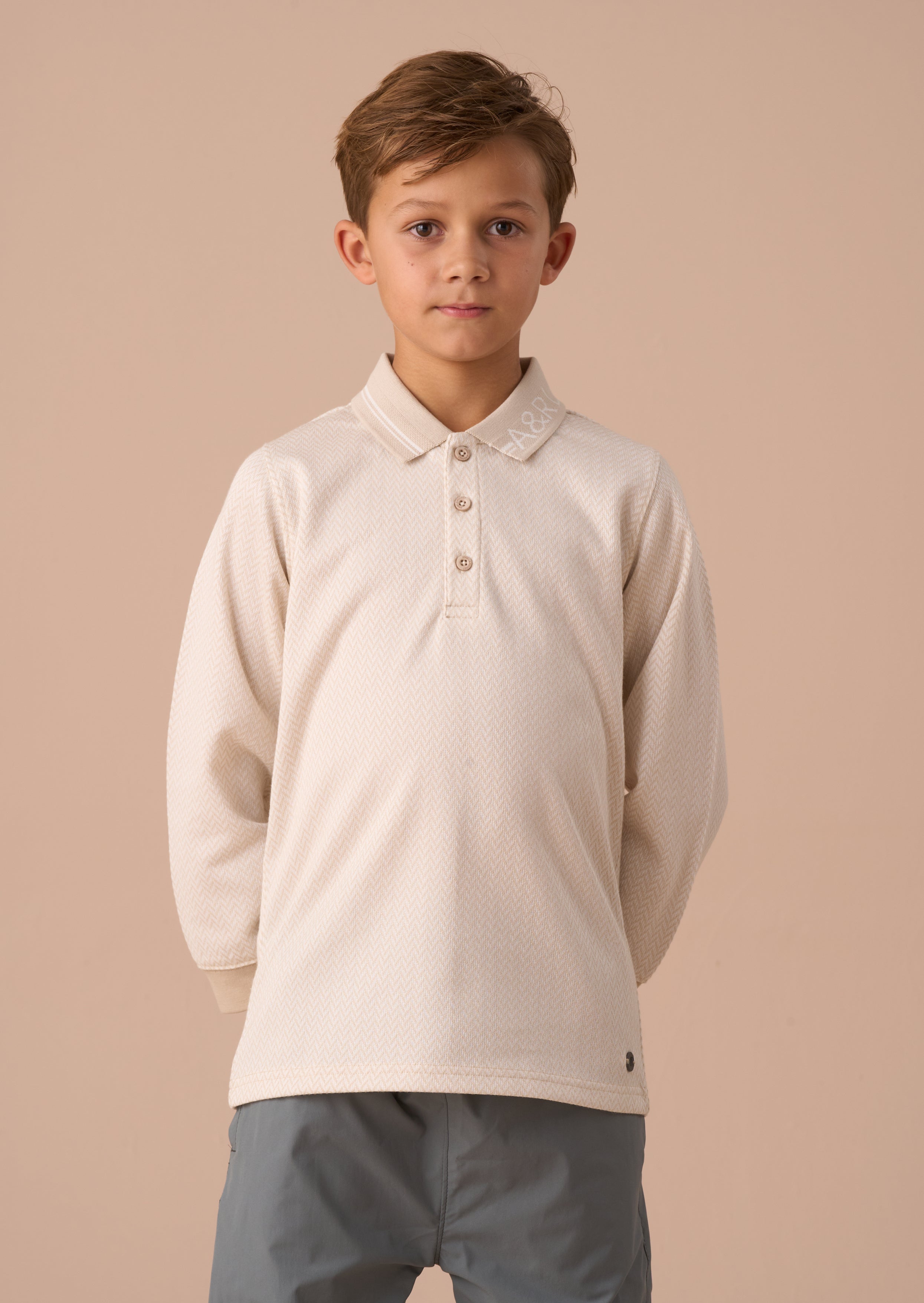 Finn Cream Smart Long Sleeve Polo