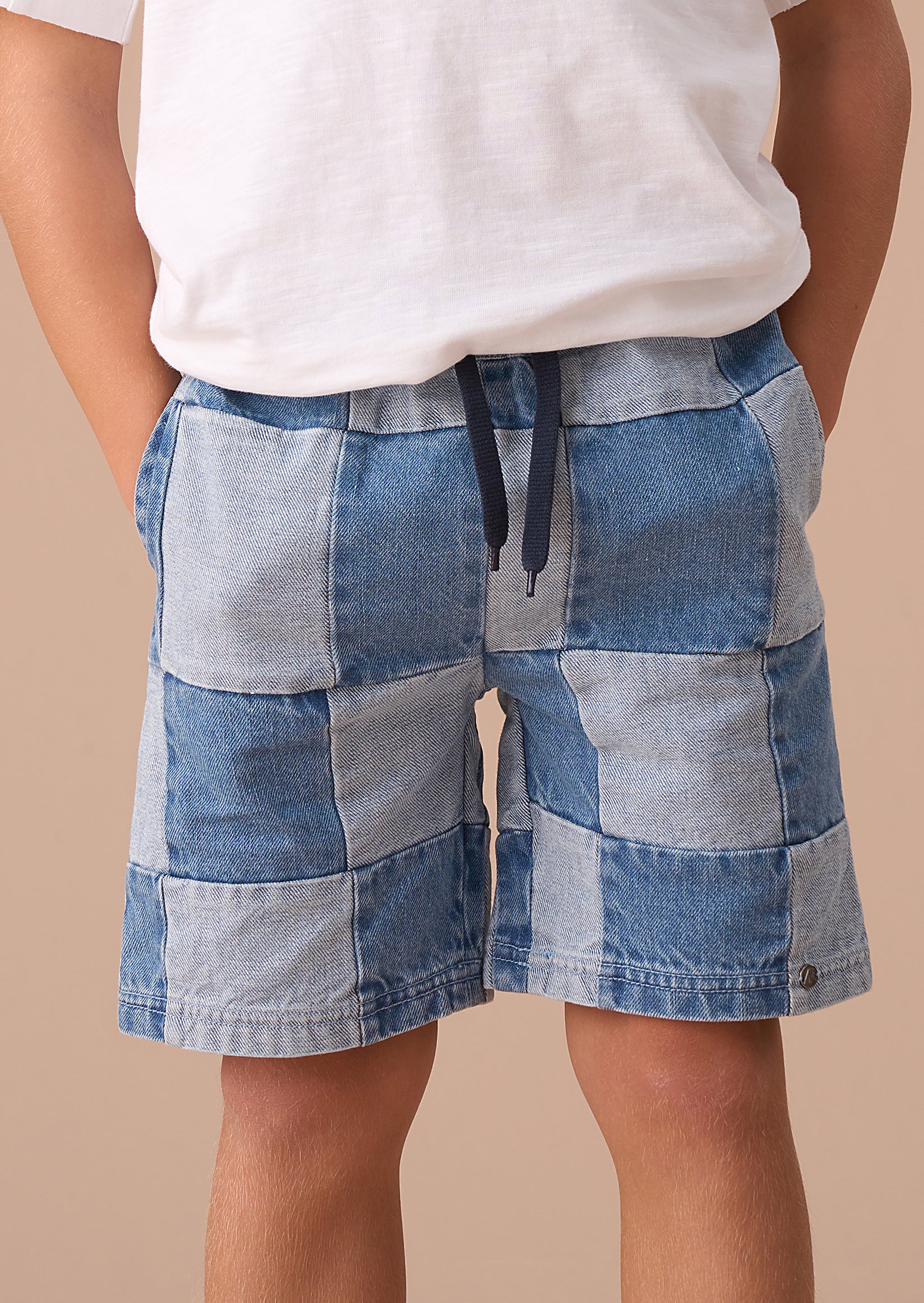 Neil Blue Patch Work Shorts