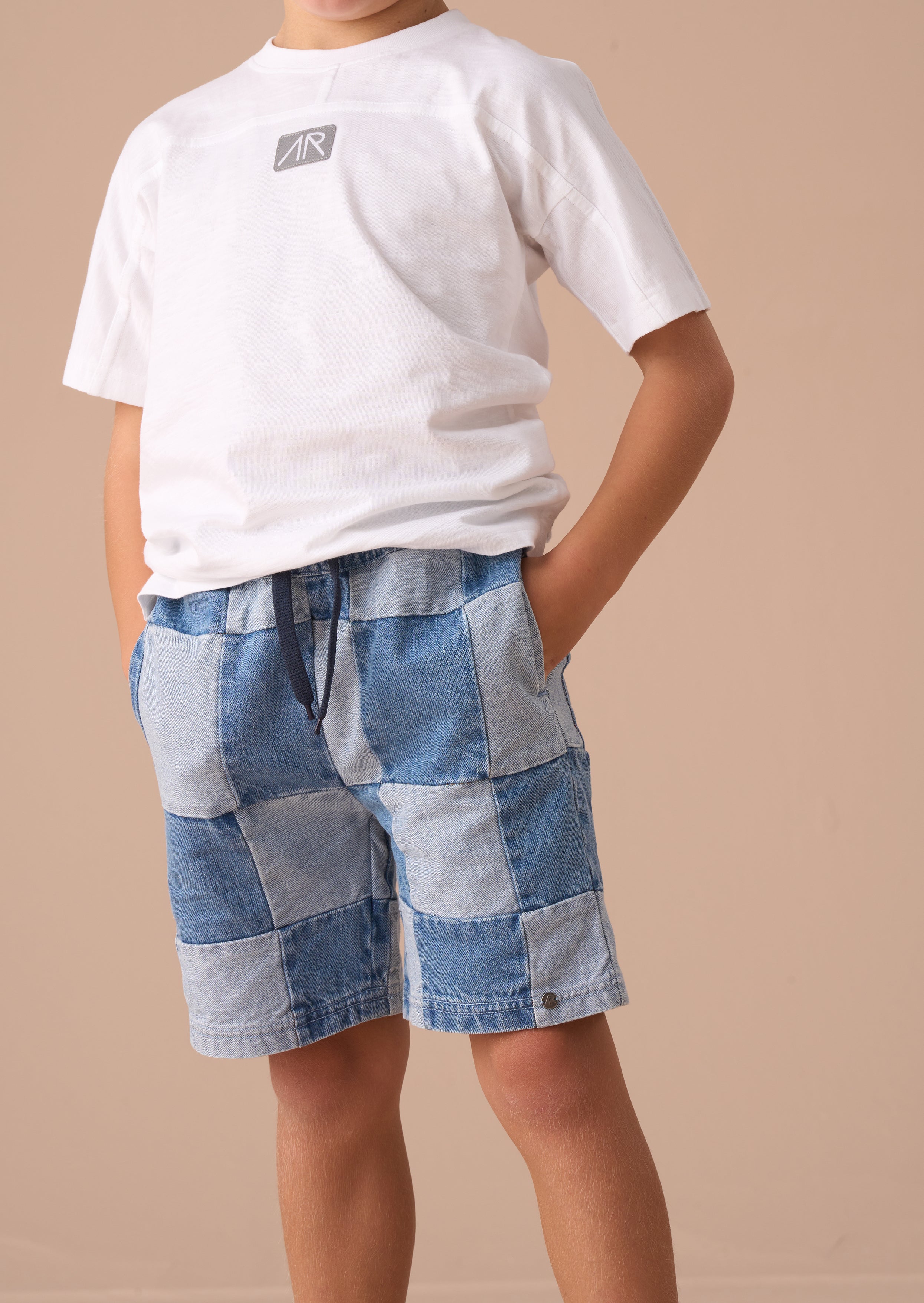 Neil Blue Patch Work Shorts