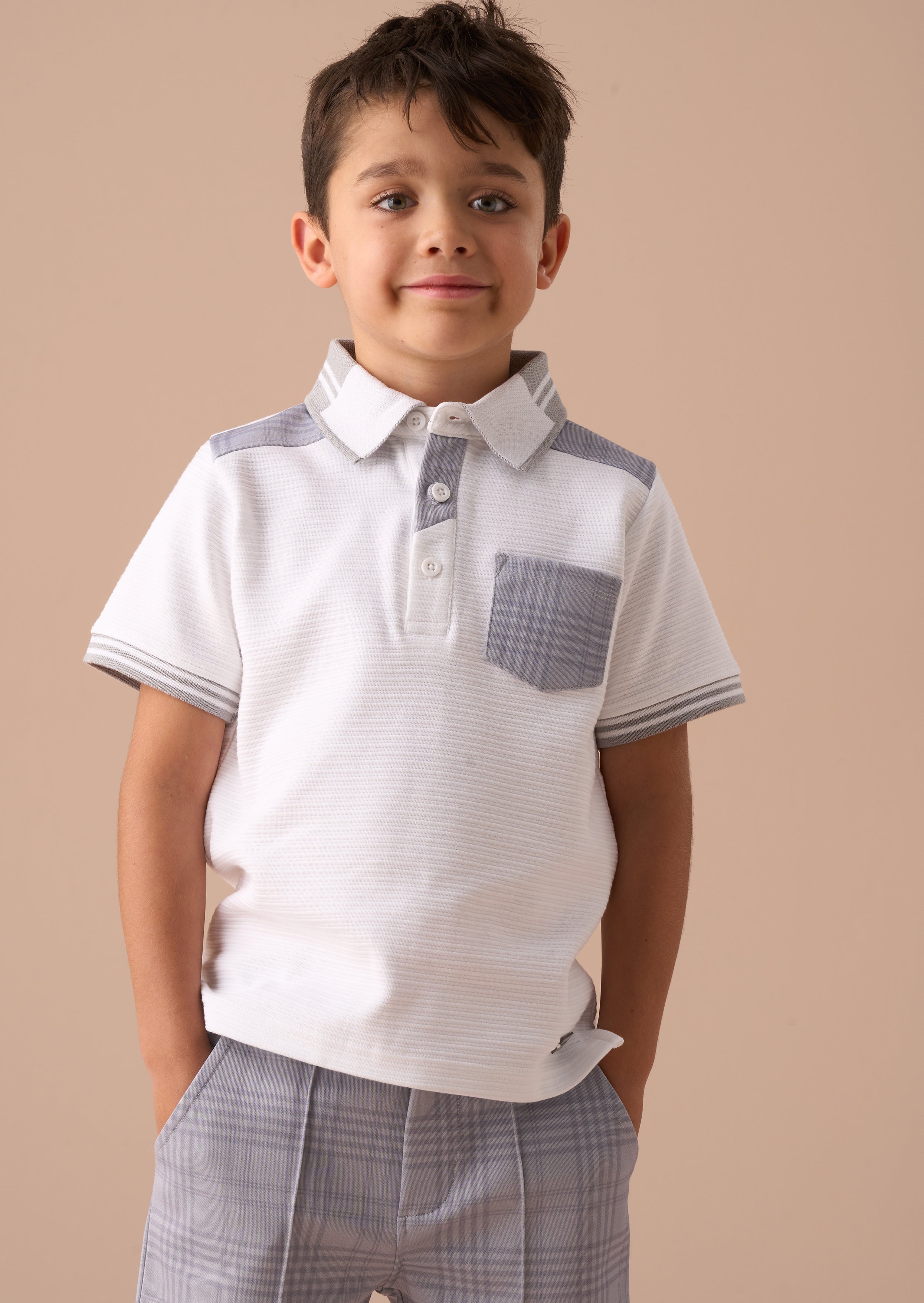 Kane White Colour Block Polo