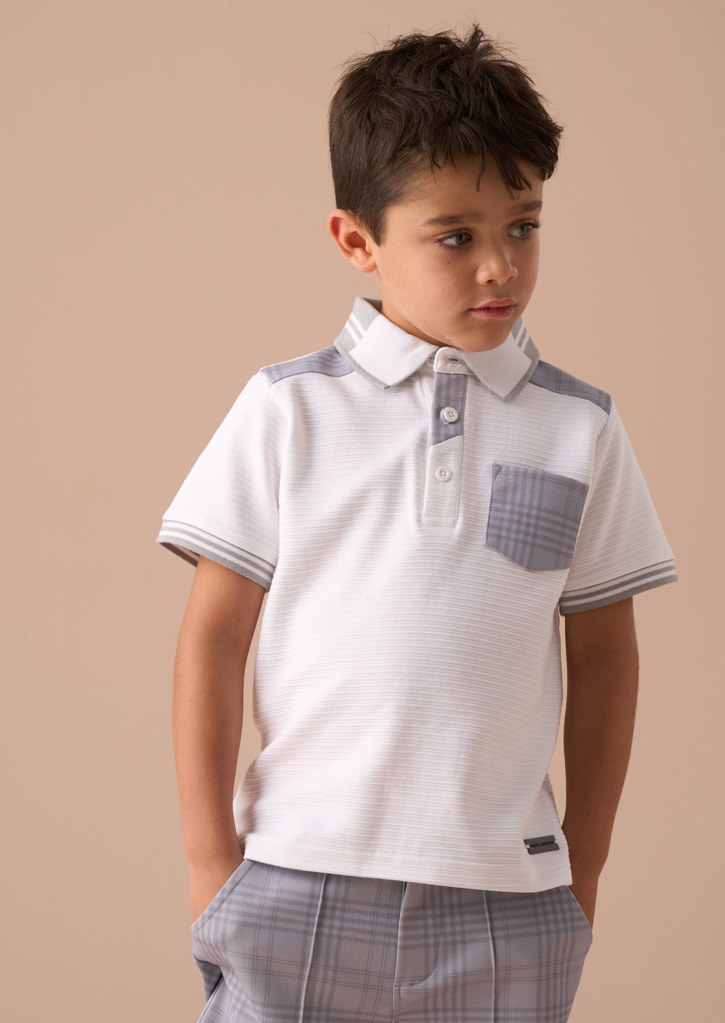 Kane White Colour Block Polo