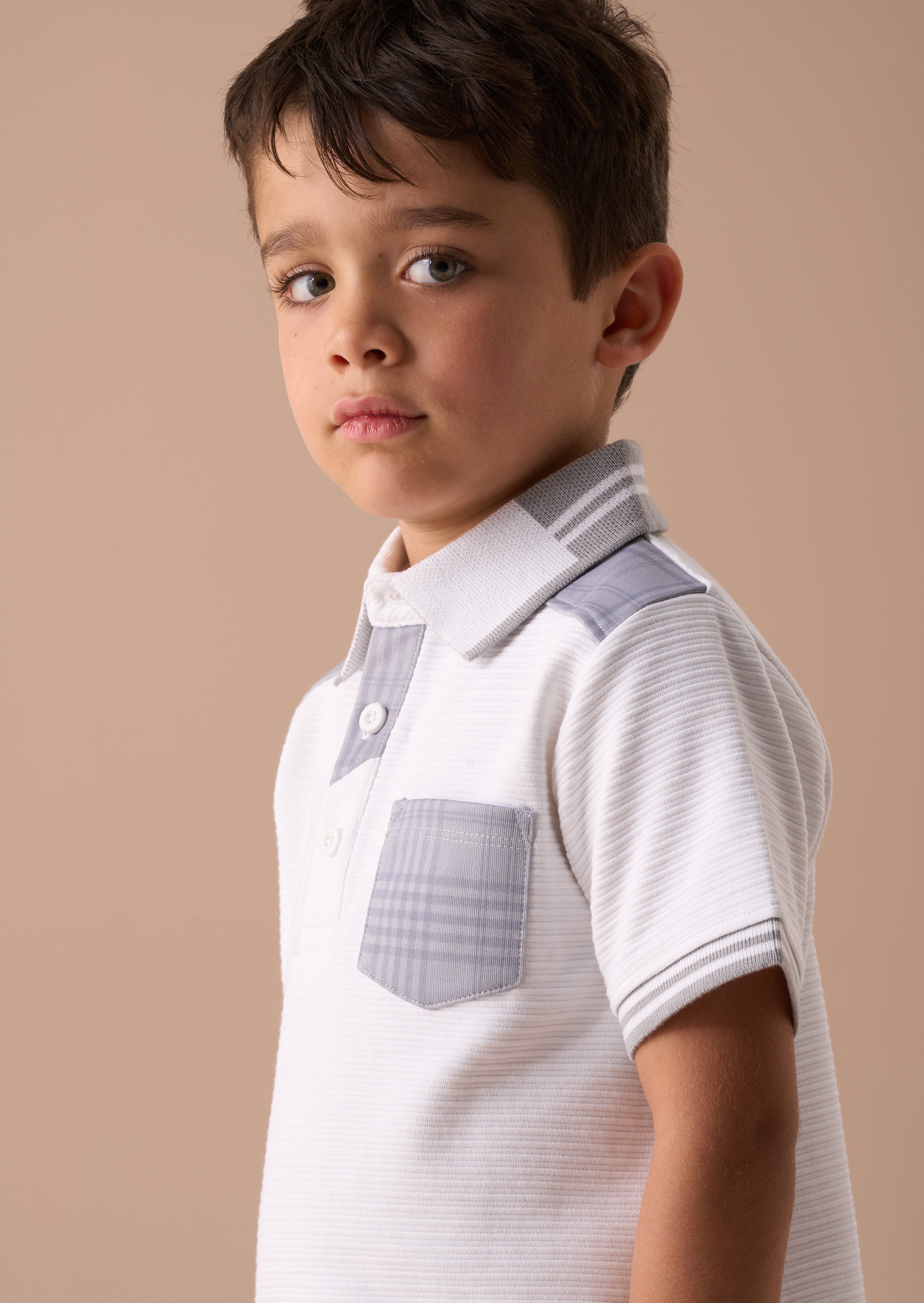 Kane White Colour Block Polo