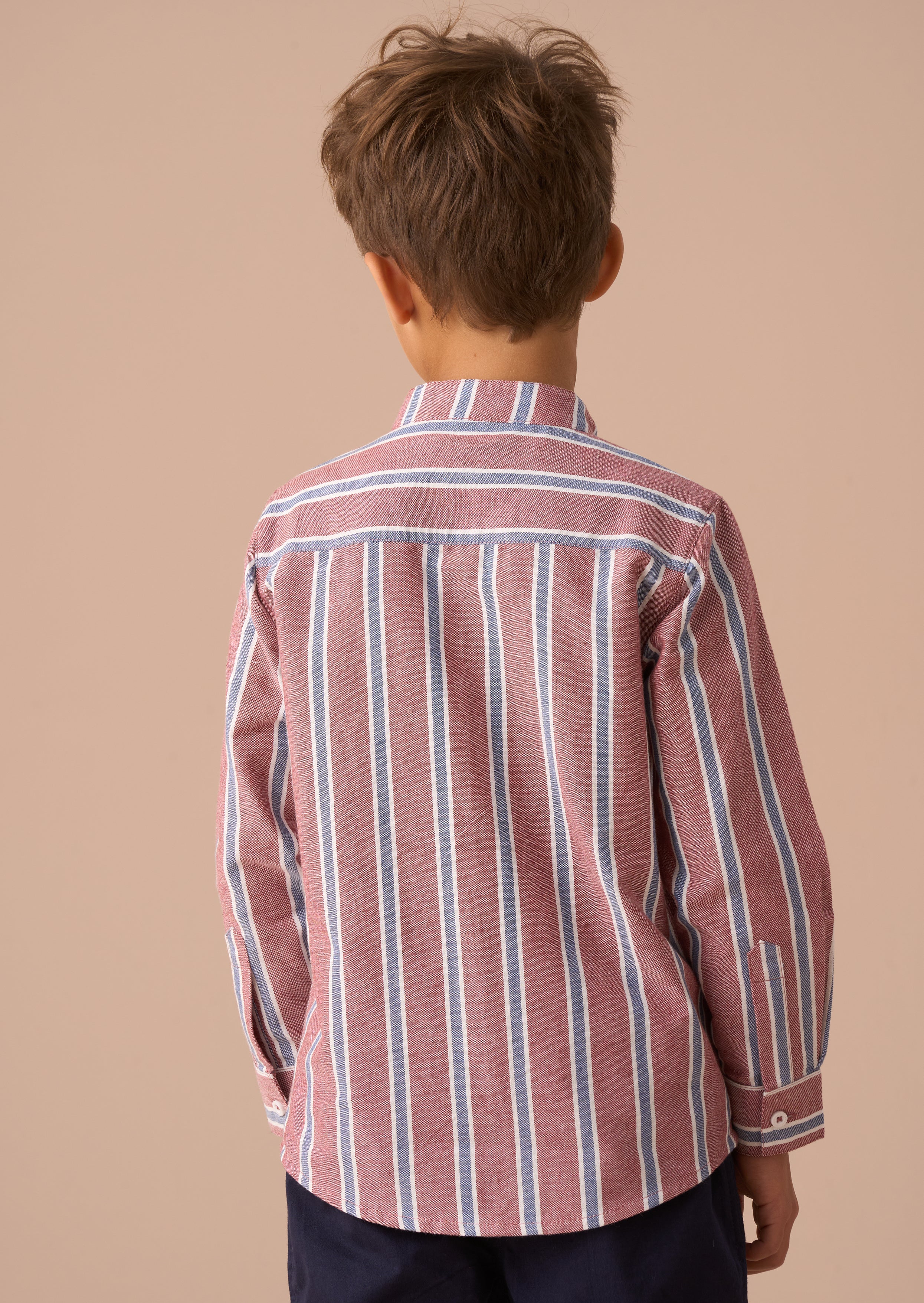 Benny Maroon Mandarin Stripe Shirt