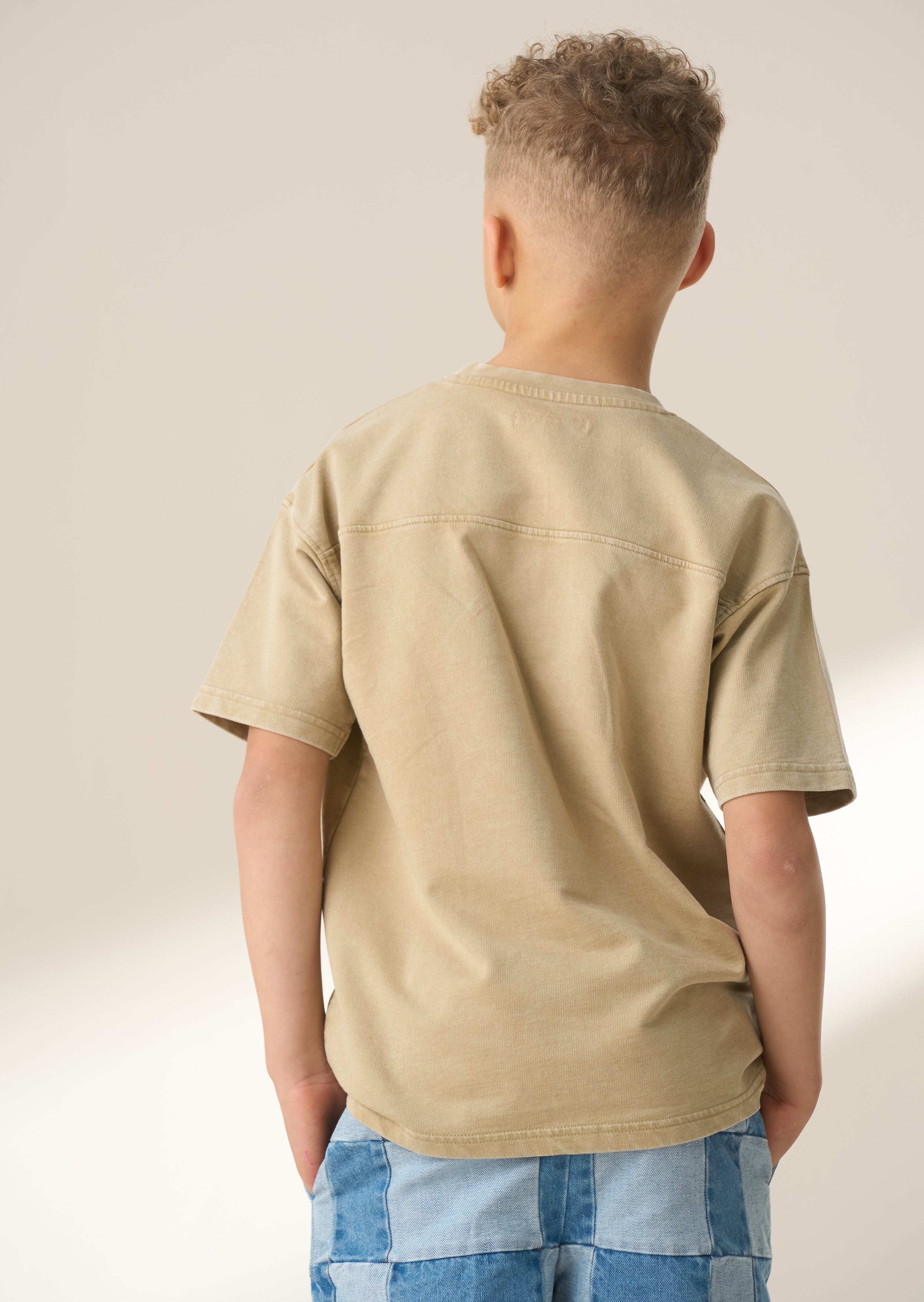 Chester Tan Embroidered Washed T Shirt