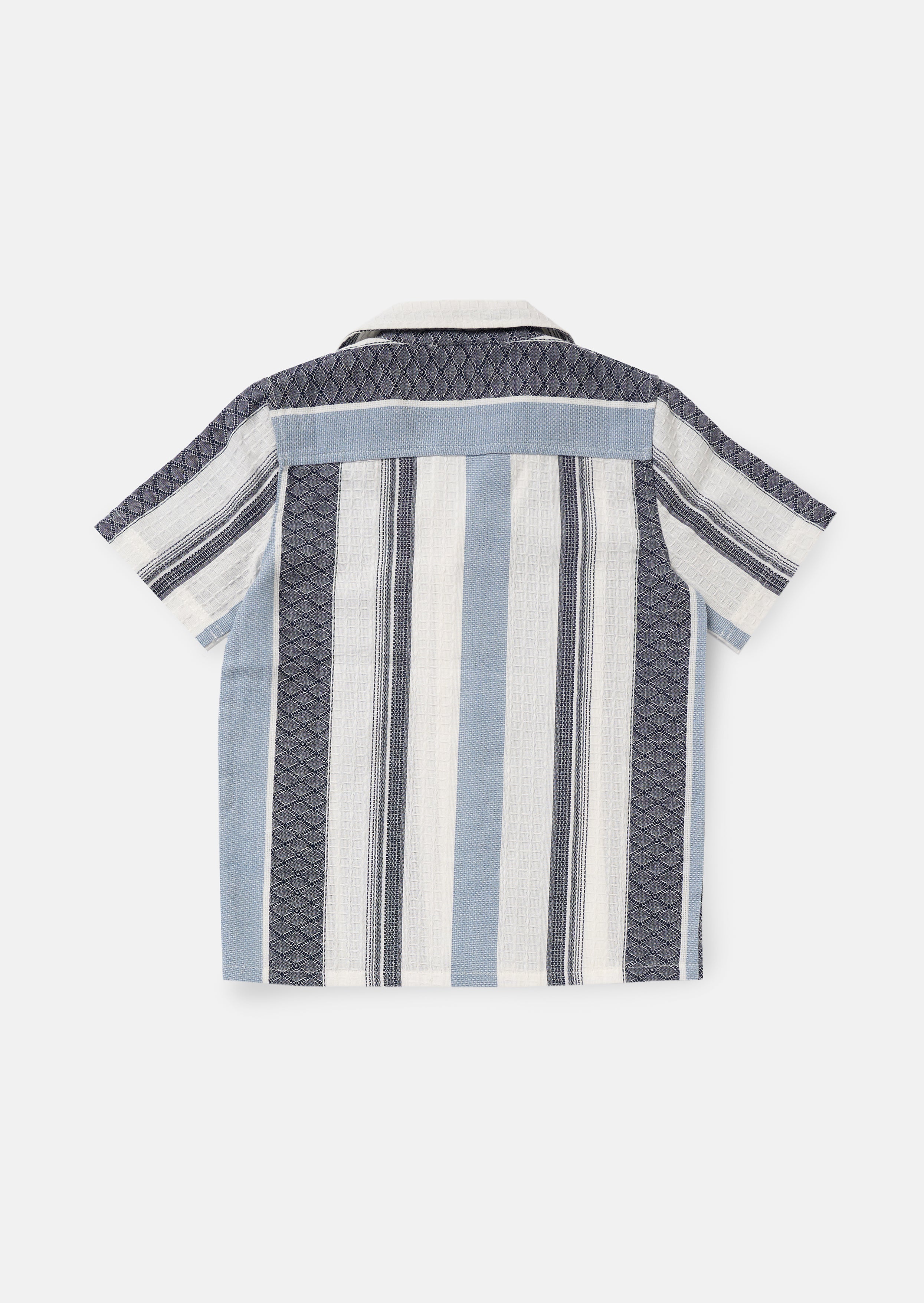 Enzo Blue and White Jacquard Stripe Shirt