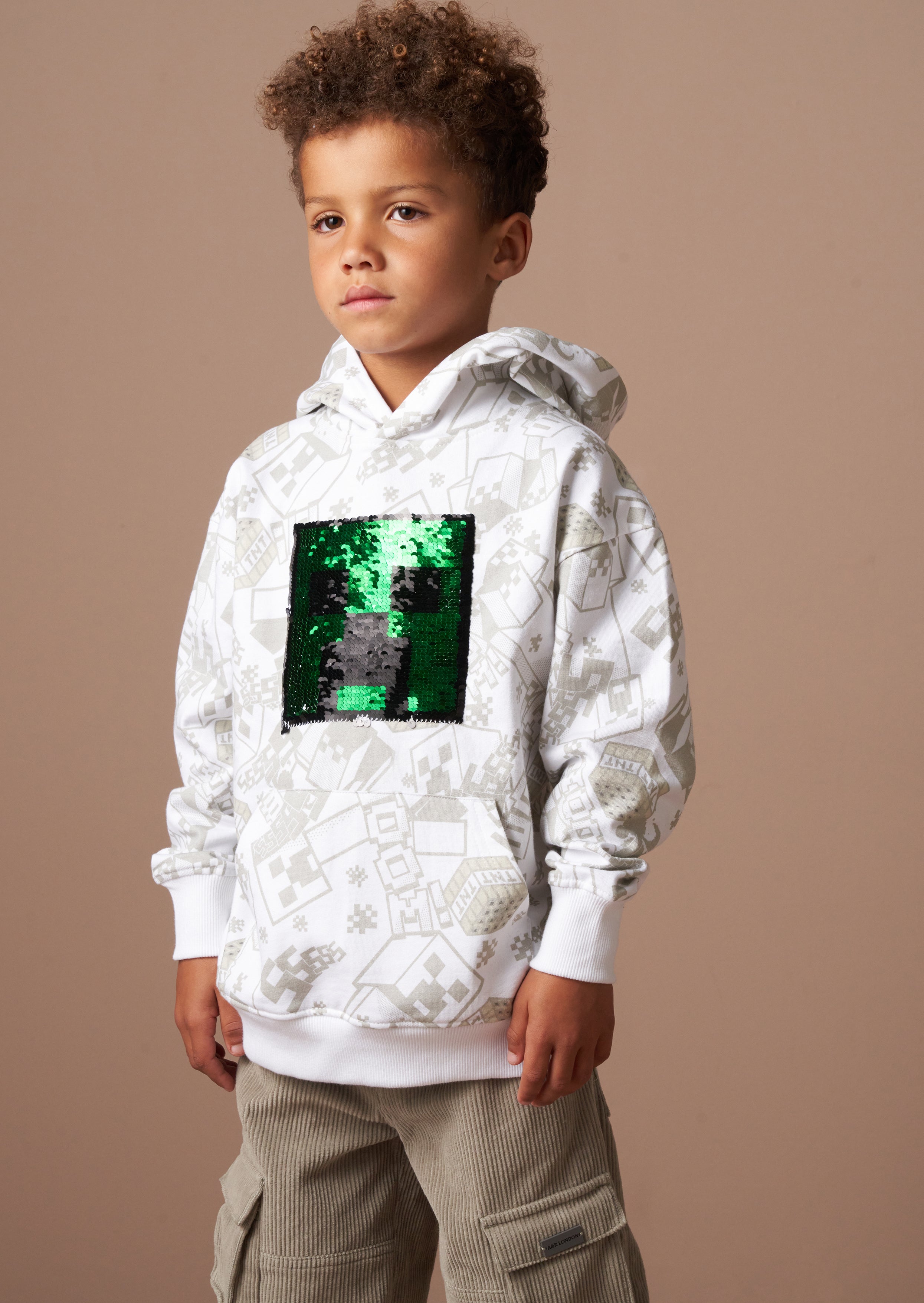 Minecraft Grey Graphic Sequin Hoodie