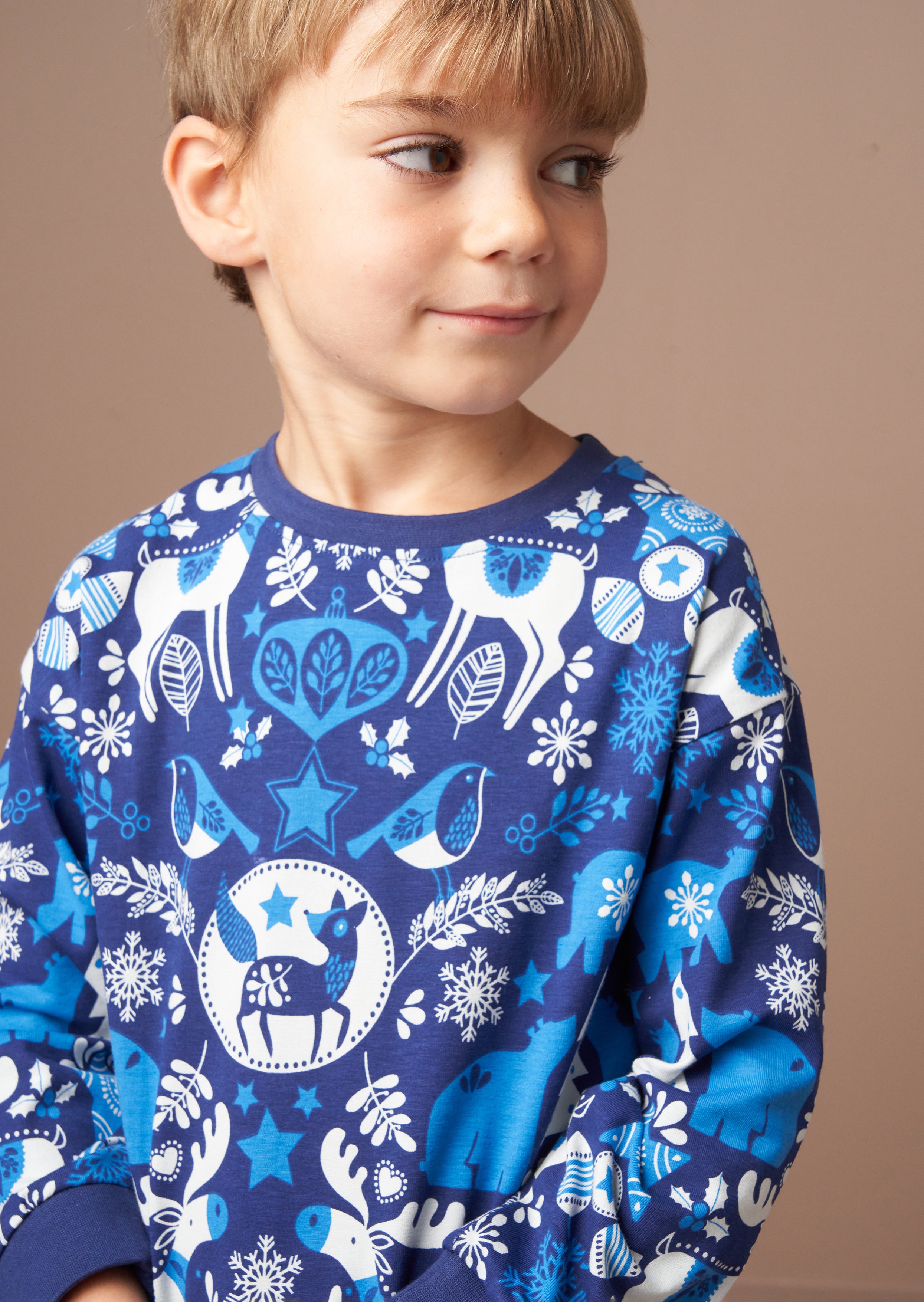 Andreas Navy Winter Print Pyjama