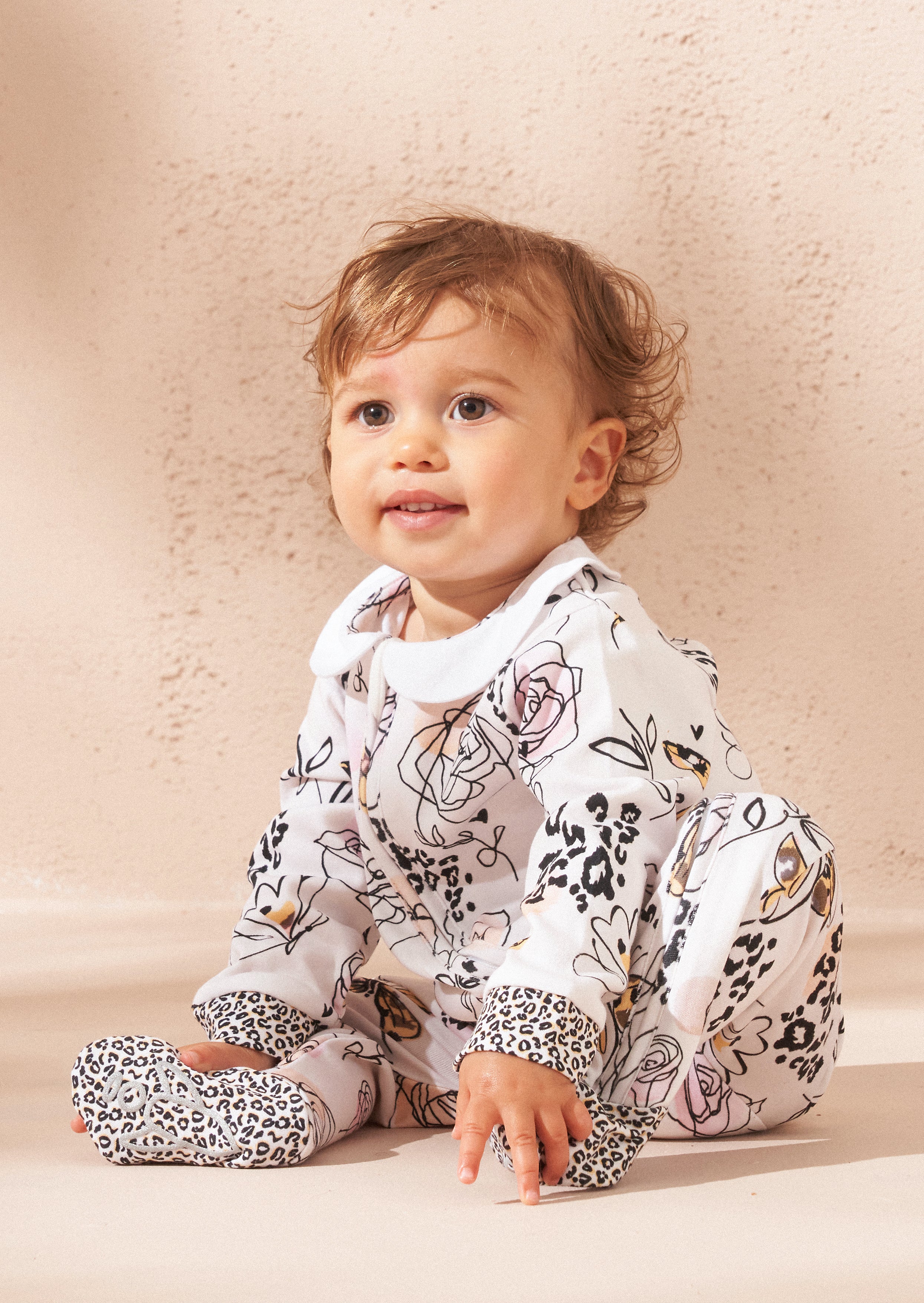 Lyra Ecru Butterfly Print Babygrow and Headband