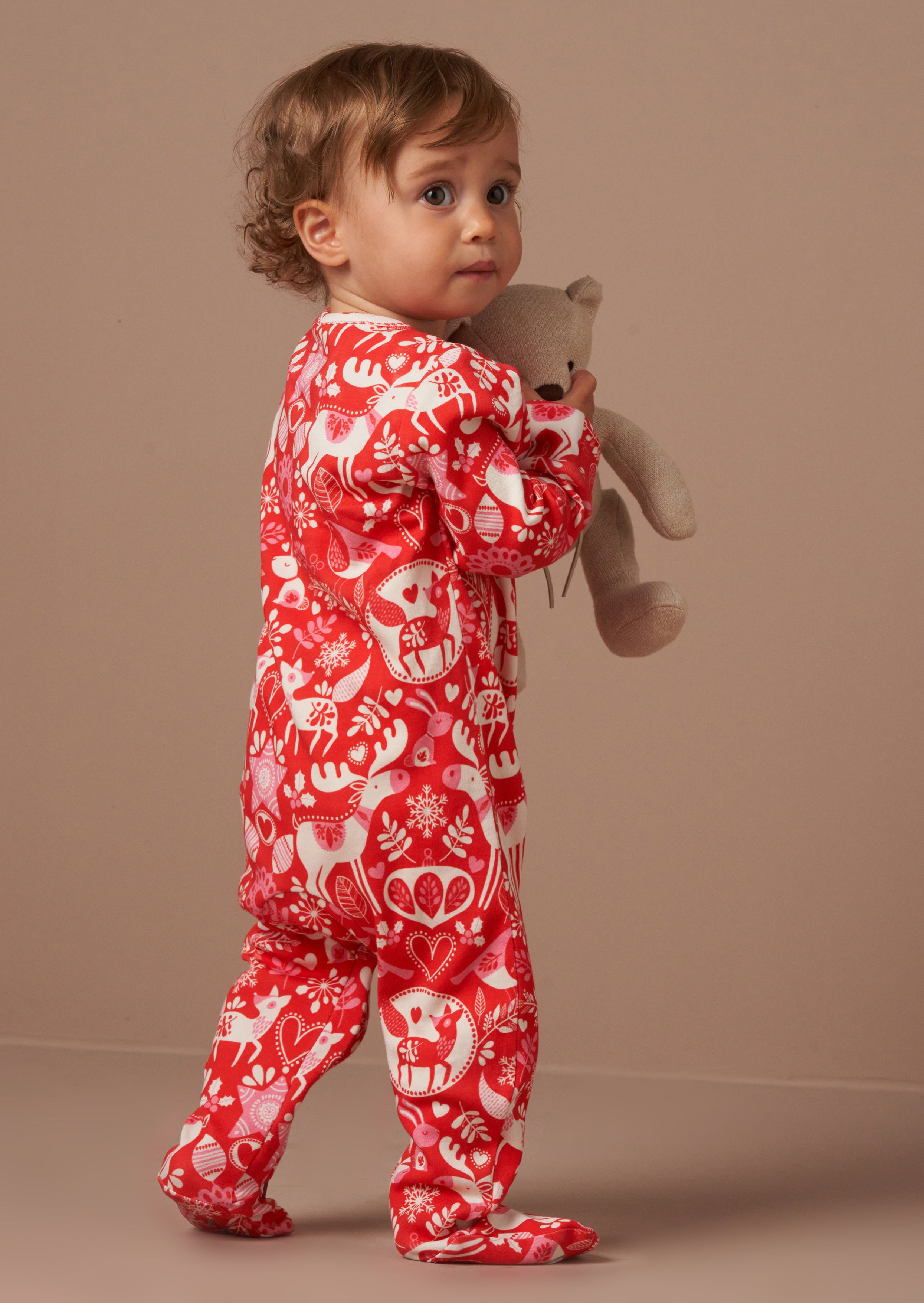 Frida Red Scandi Print Babygrow And Hat