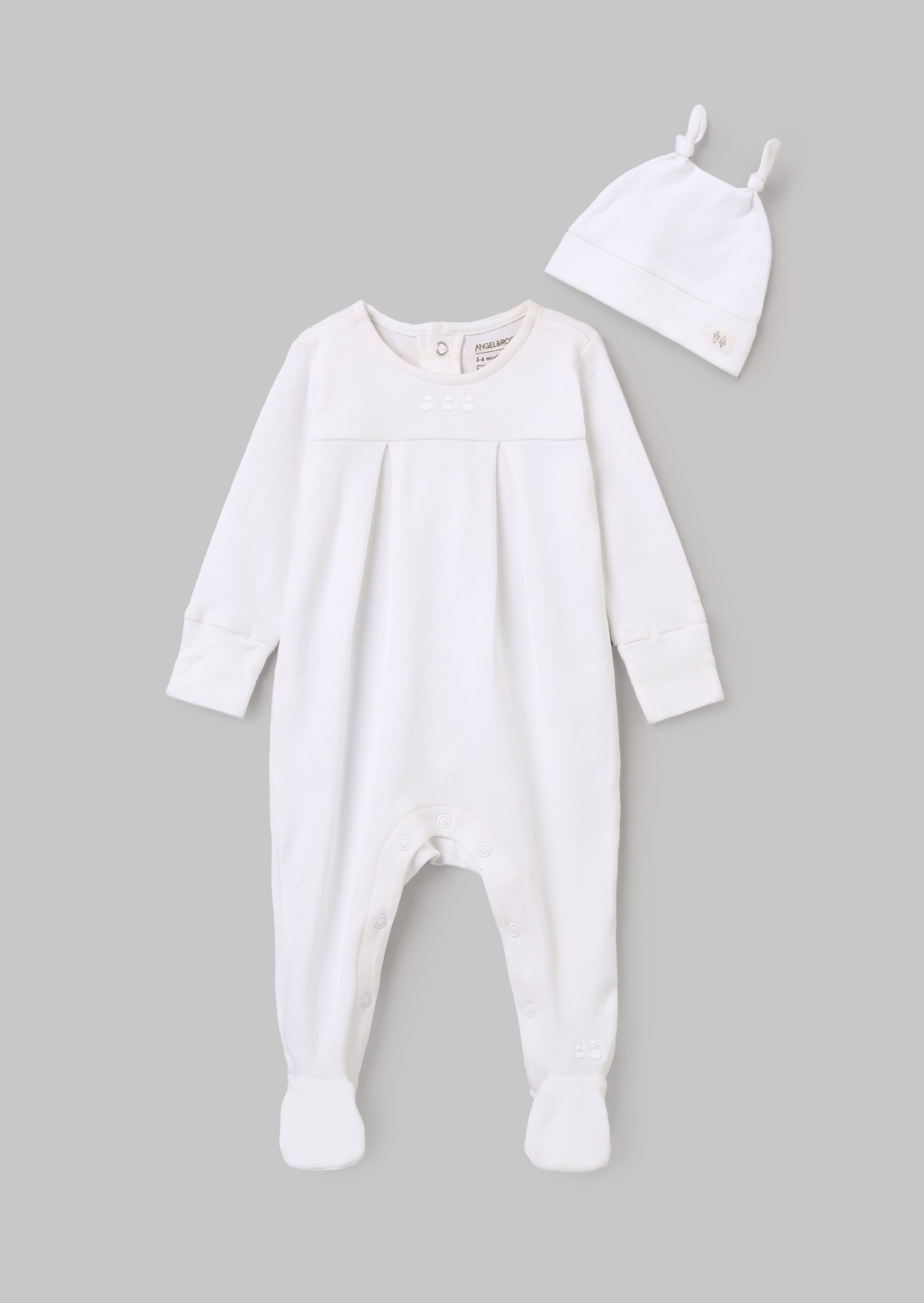 Marcel White Organic Cotton Collar Babygrow