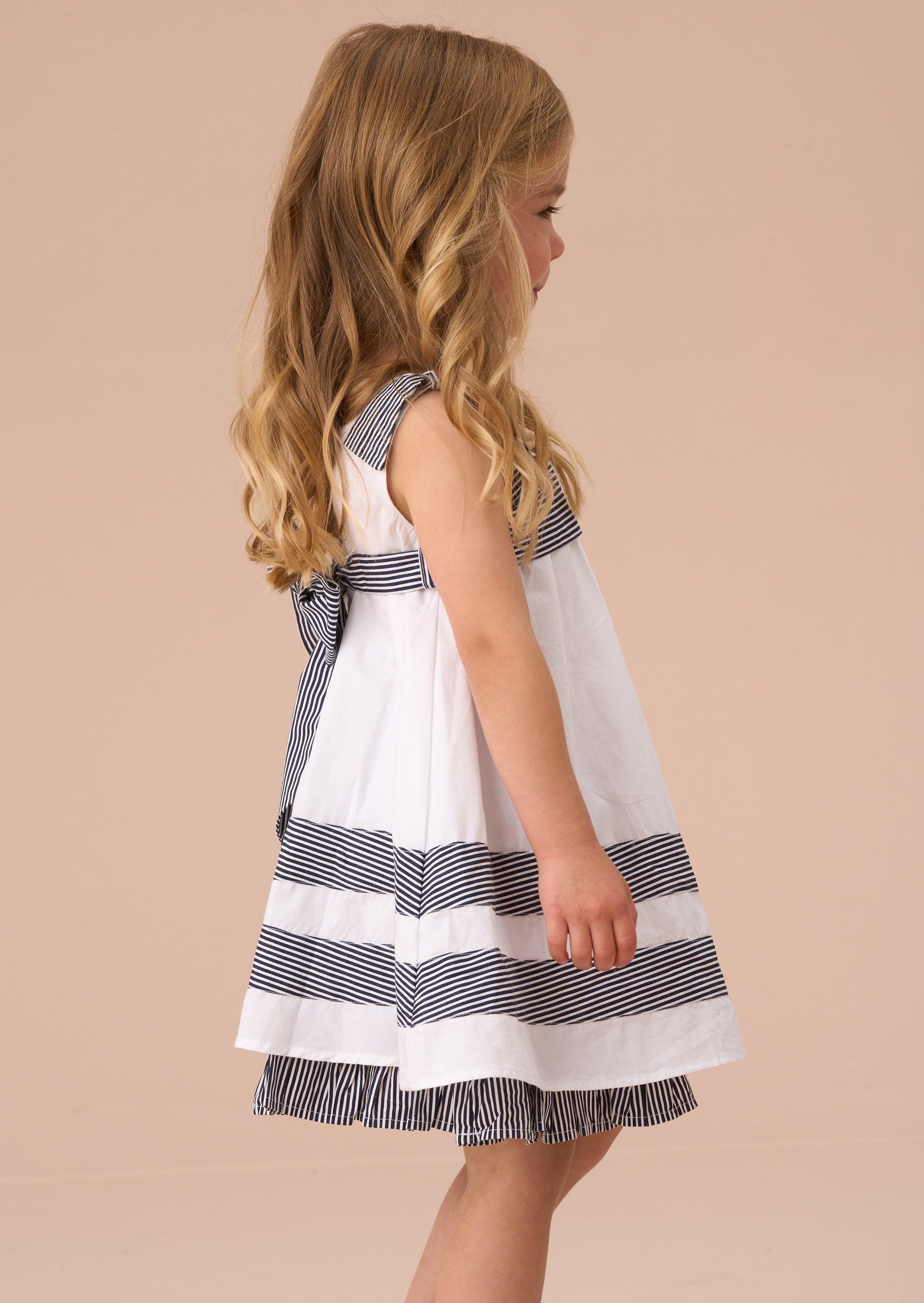 Avery White Stripe Panel Dress With Bloomer