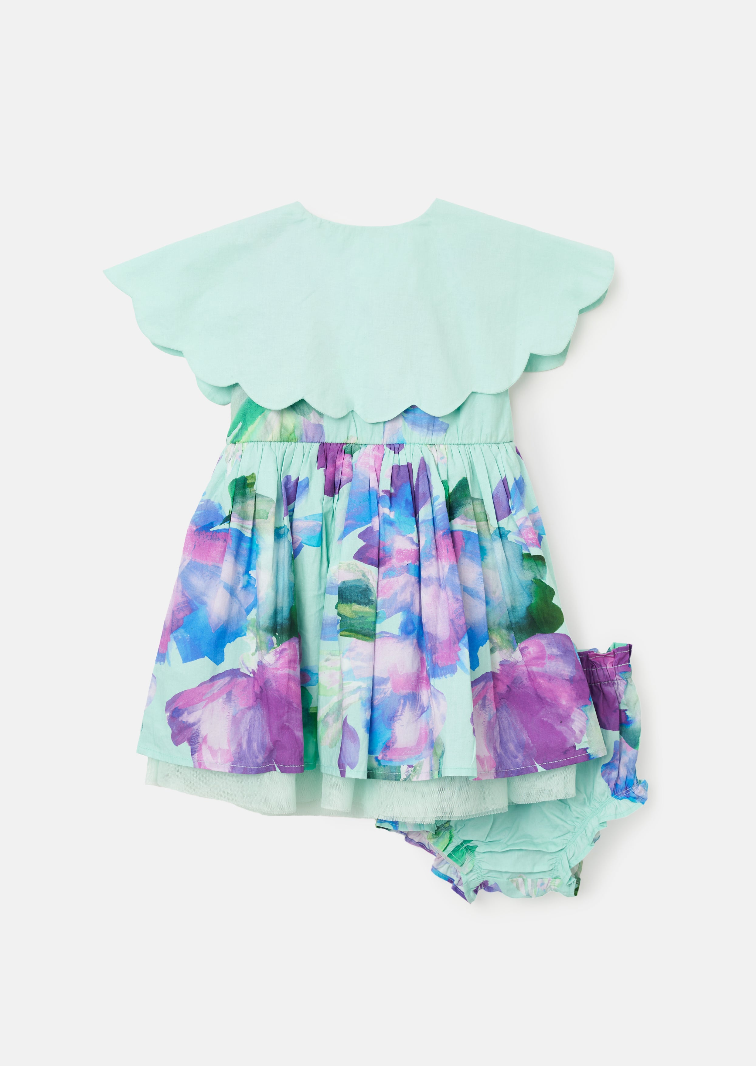 Sybil Mint Scalloped Collar Dress And Print Bloomer