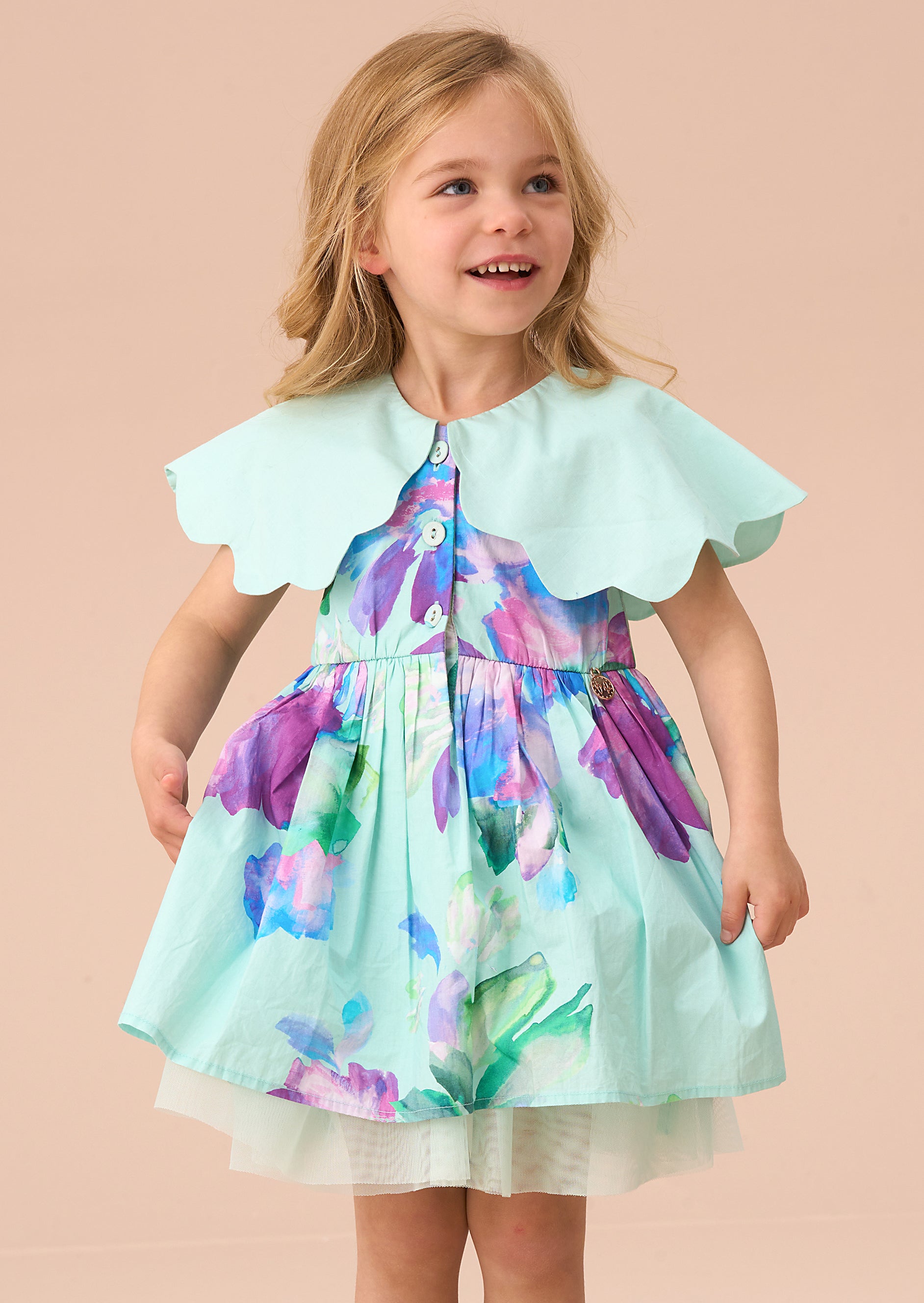 Sybil Mint Scalloped Collar Dress And Print Bloomer