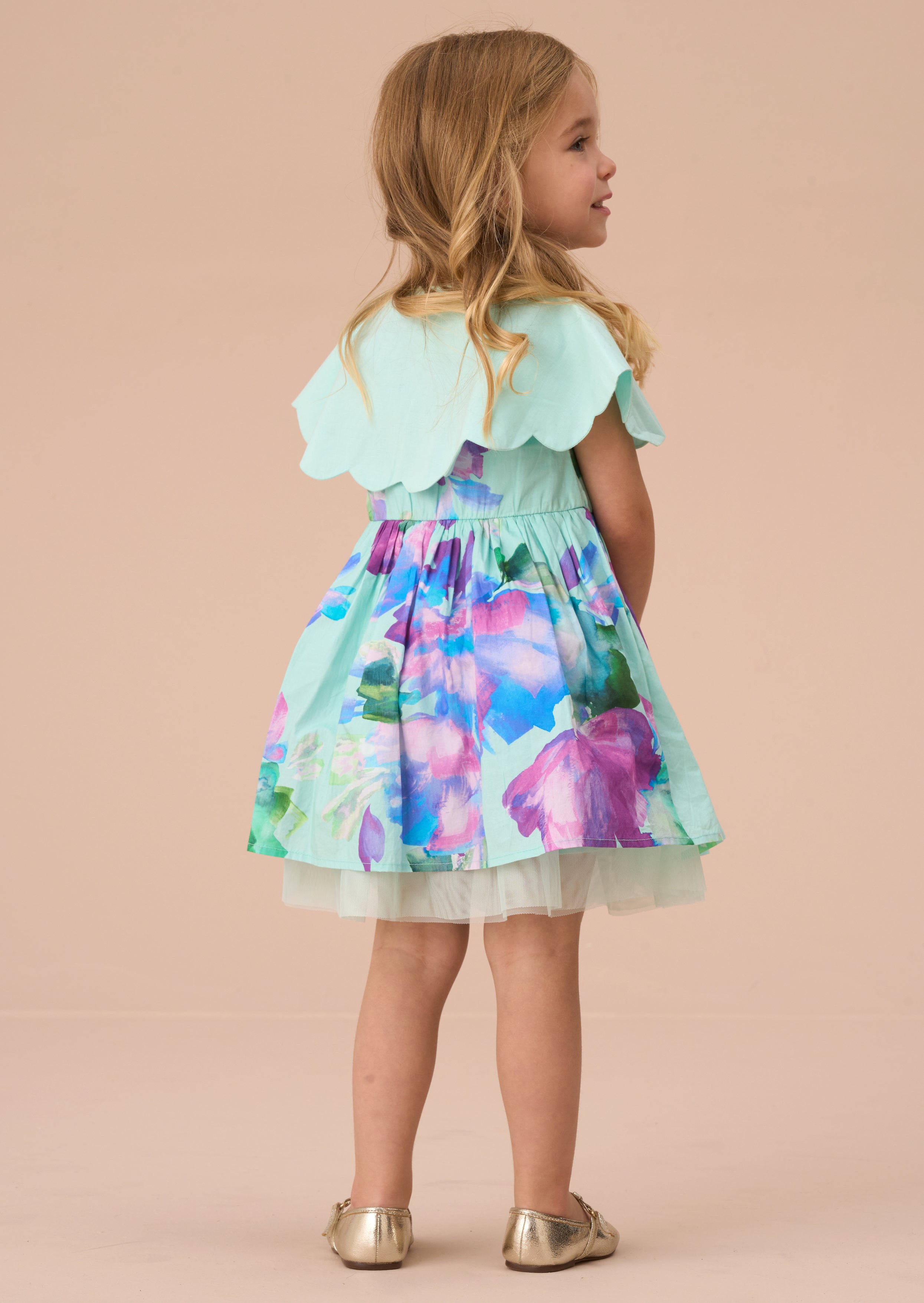 Sybil Mint Scalloped Collar Dress And Print Bloomer