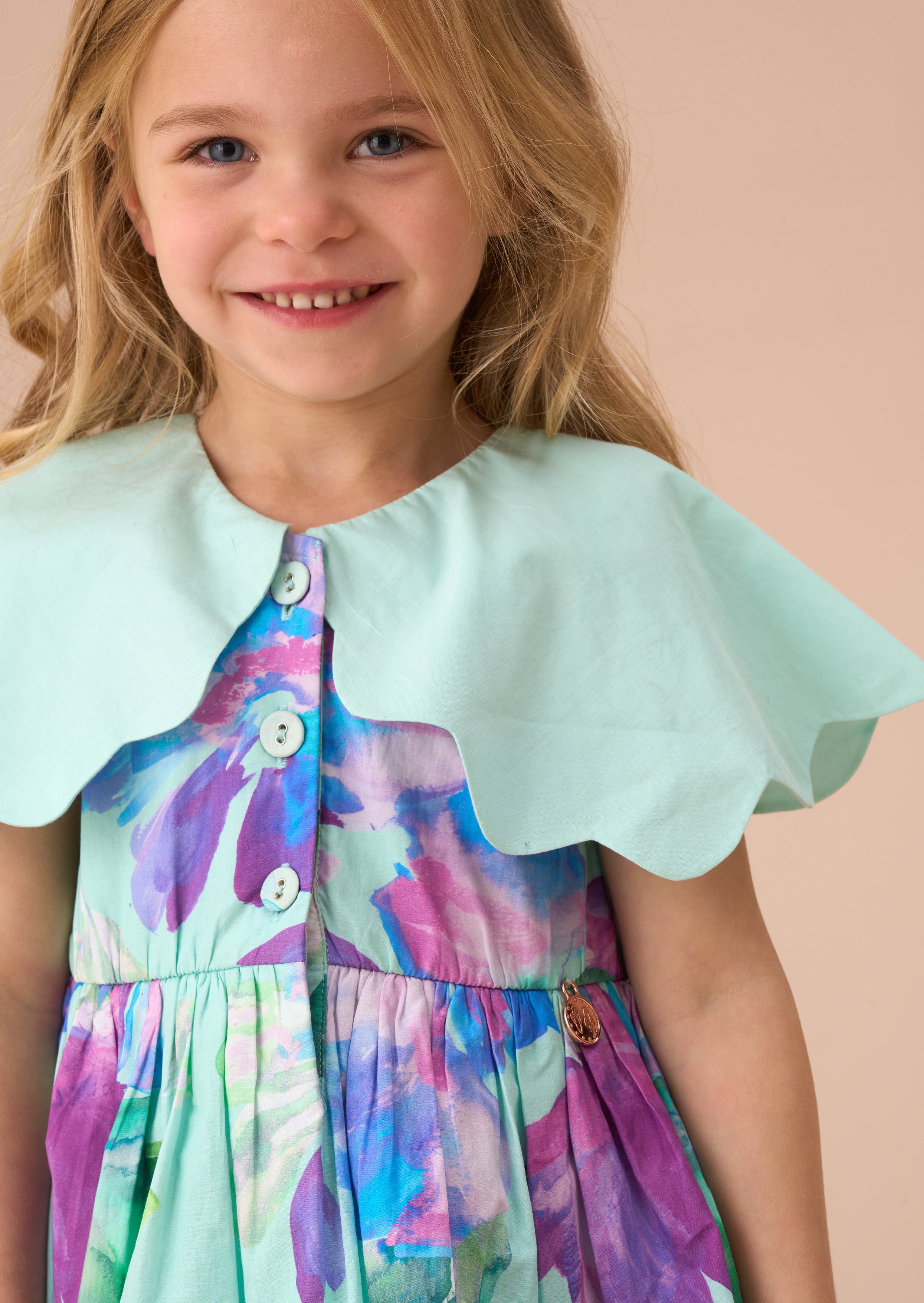 Sybil Mint Scalloped Collar Dress And Print Bloomer