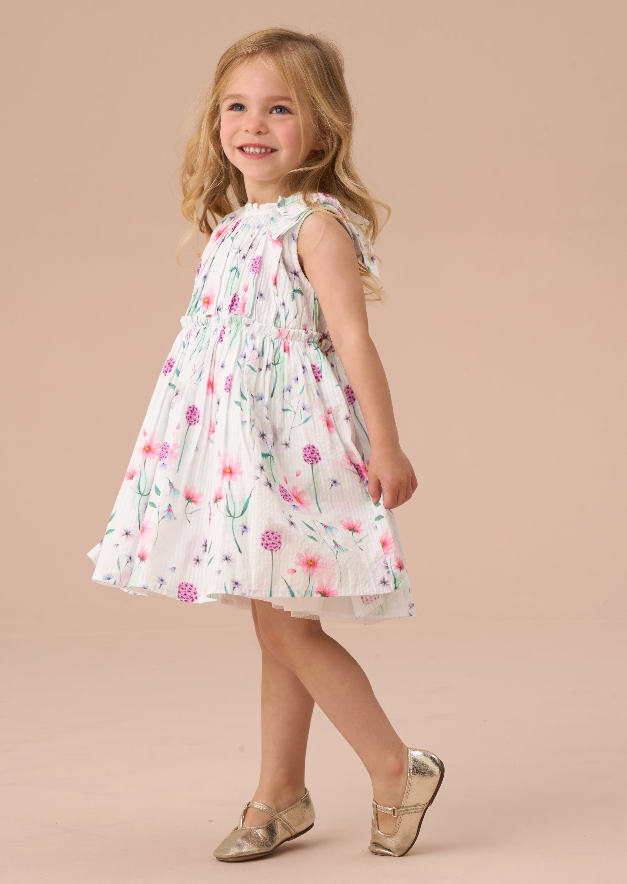 Giana Multi Watercolour Floral Dress And Bloomer