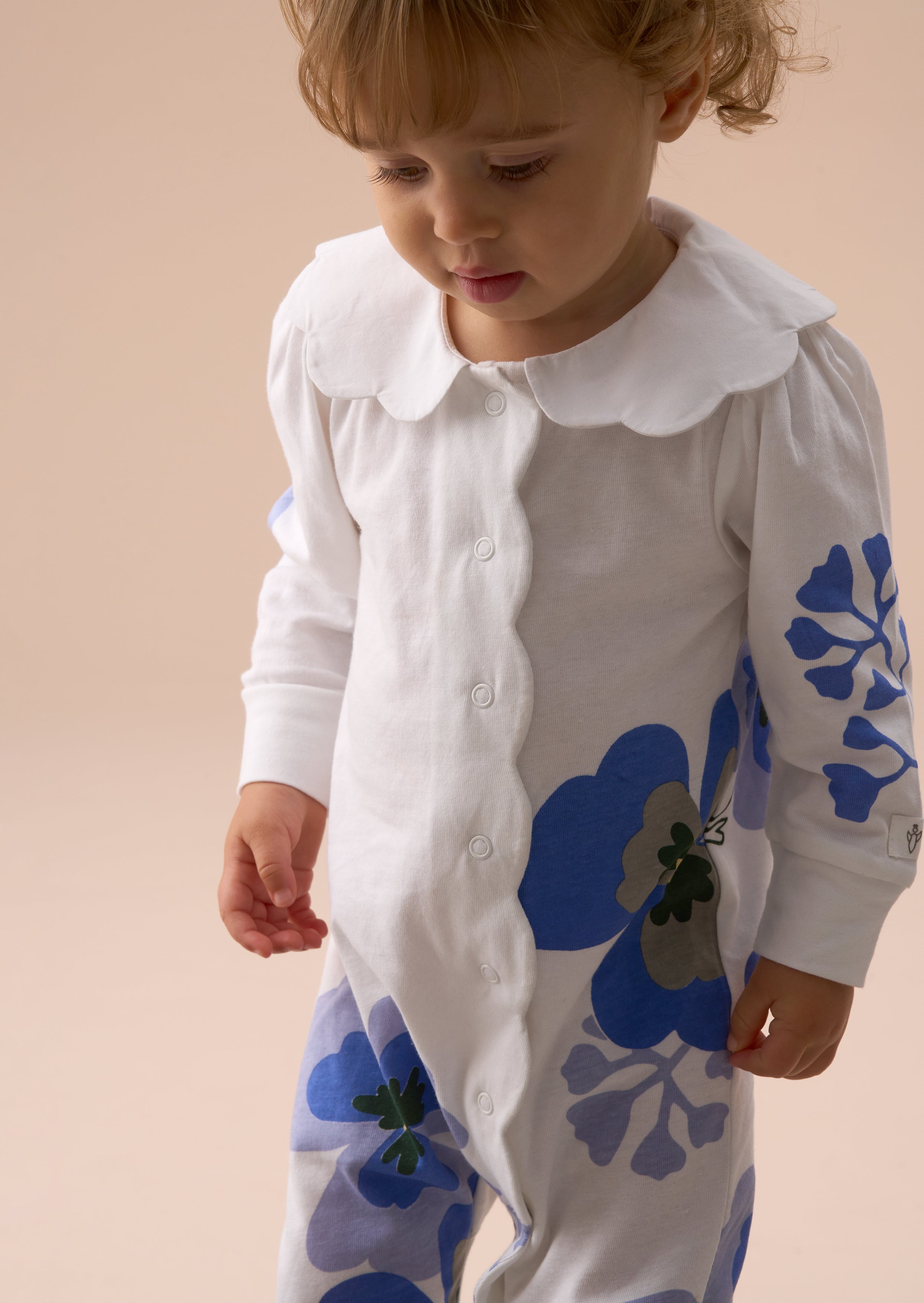 Patsy Blue Pansy Print Collar Babygrow & Headband